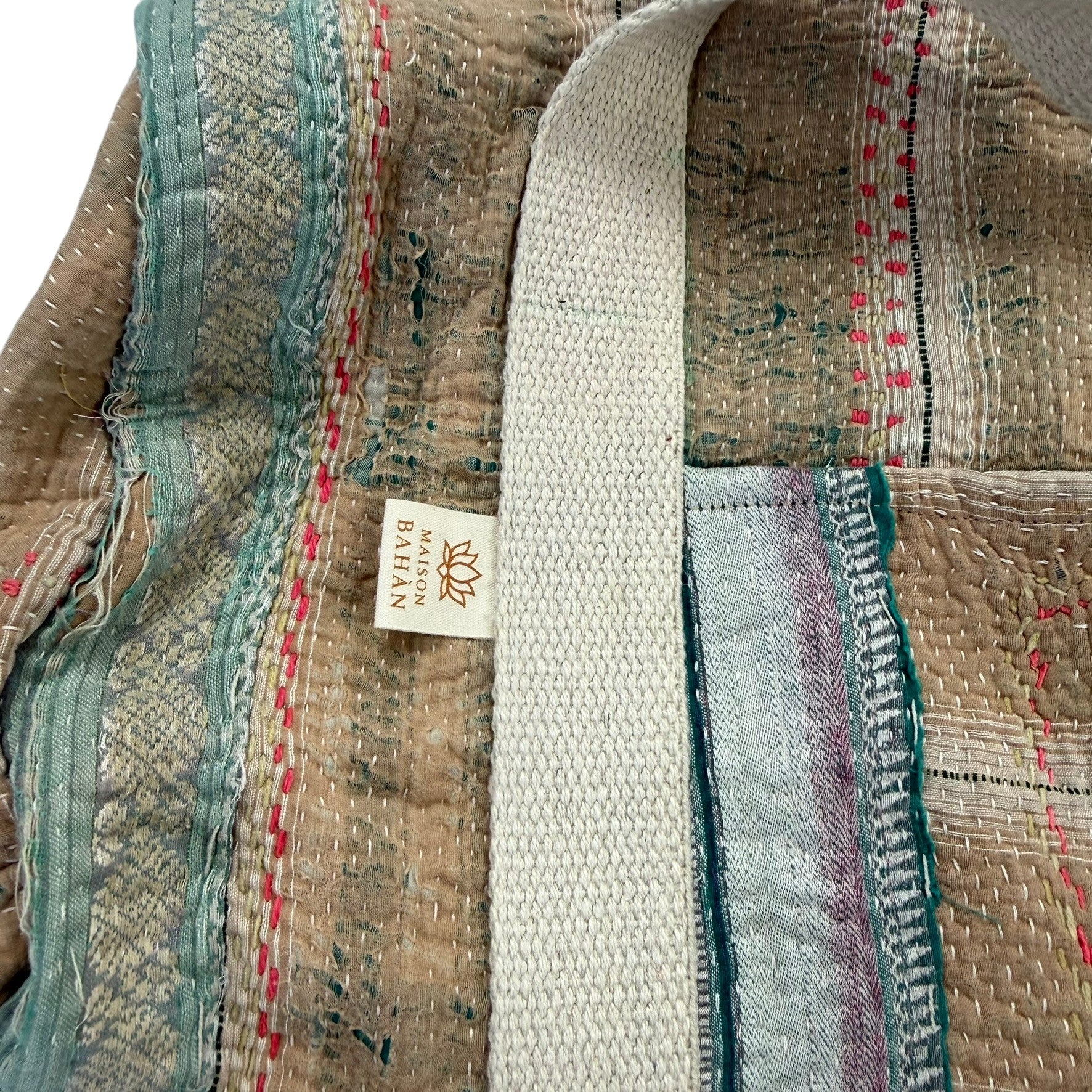 Sac week-end femme Kantha Bagru en coton artisanal vintage sac de voyage bohème Maison Bahan