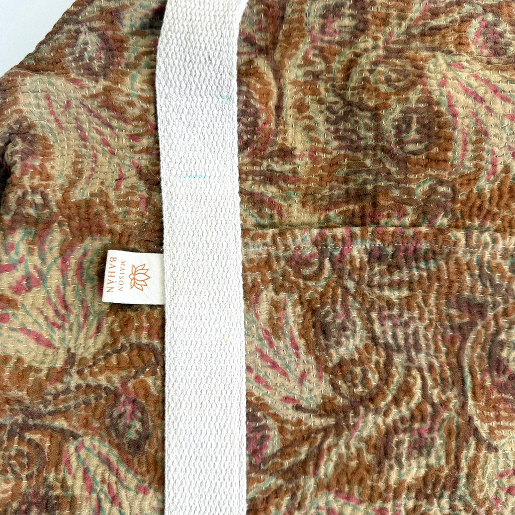 Sac week-end femme Kantha Bagru en coton artisanal vintage sac de voyage bohème Maison Bahan