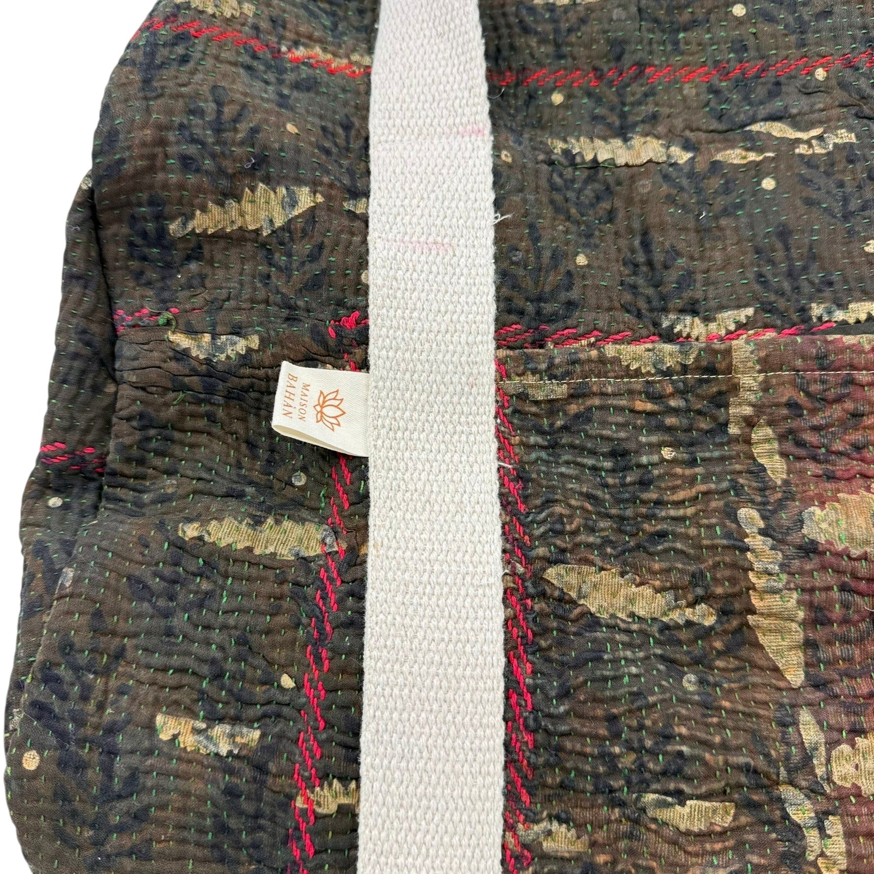 Sac week-end femme Kantha Bagru en coton artisanal vintage sac de voyage bohème Maison Bahan