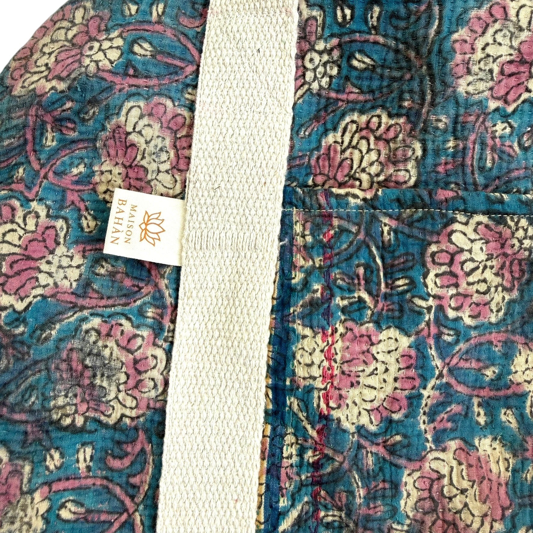 Sac week-end femme Kantha Bagru en coton artisanal vintage sac de voyage bohème Maison Bahan