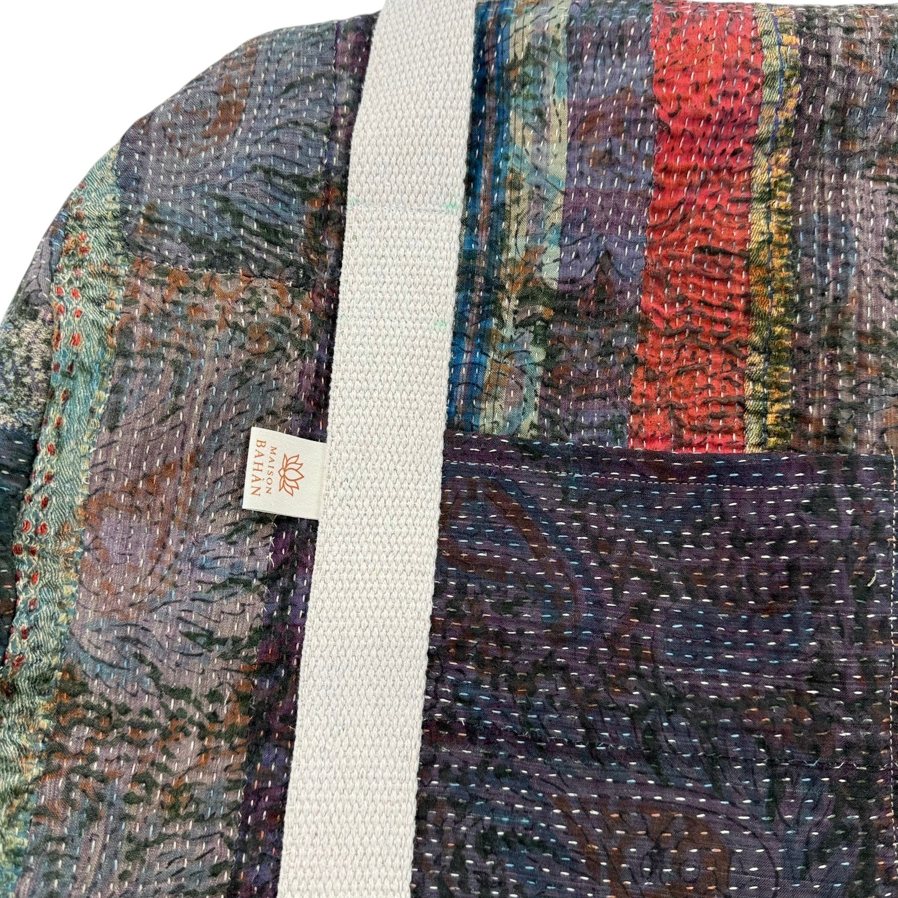 Sac week-end femme Kantha Bagru en coton artisanal vintage sac de voyage bohème Maison Bahan