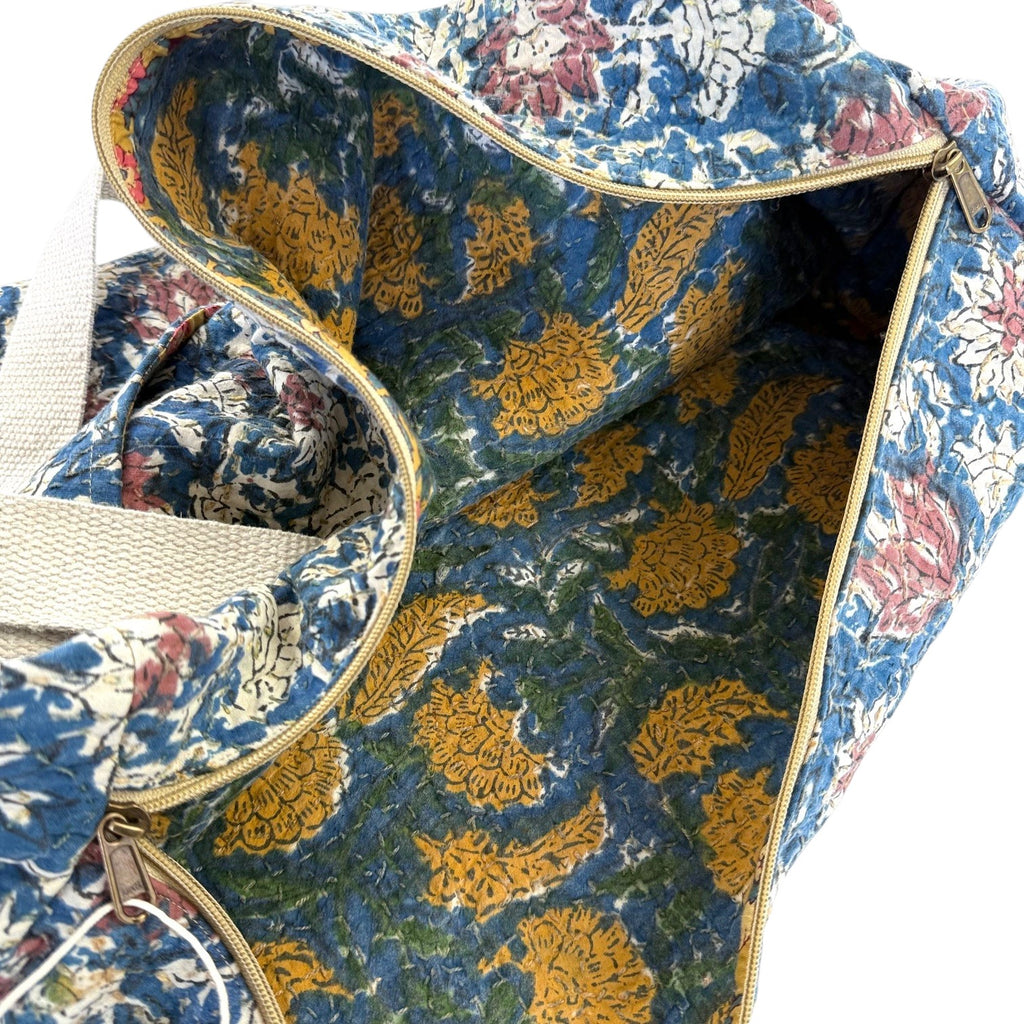 Sac week-end femme Kantha Bagru en coton artisanal vintage sac de voyage bohème Maison Bahan