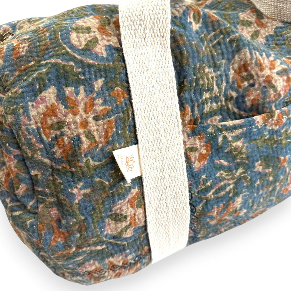 Sac week-end femme Kantha Bagru en coton artisanal vintage sac de voyage bohème Maison Bahan