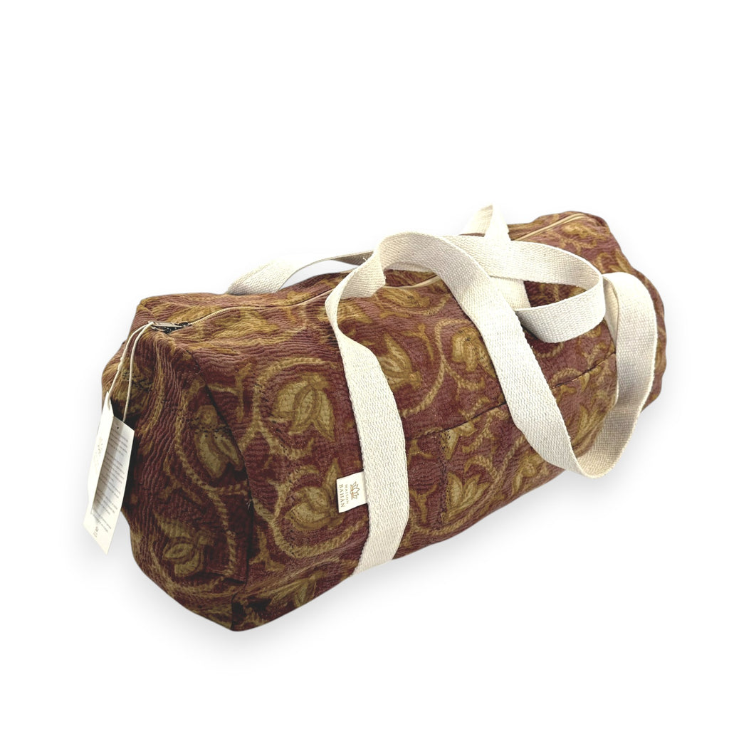 Sac week-end femme Kantha Bagru en coton artisanal vintage sac de voyage bohème Maison Bahan