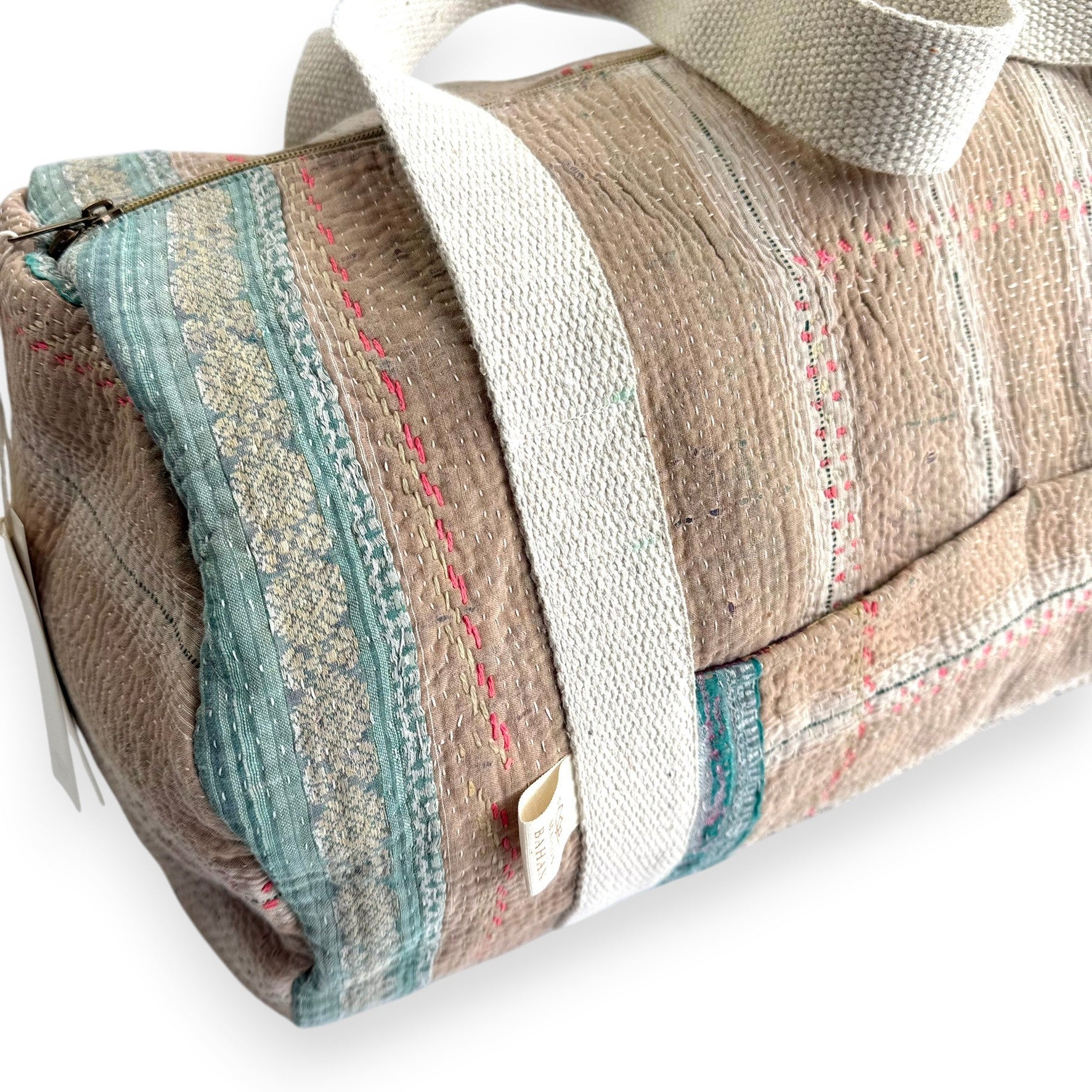 Sac week-end femme Kantha Bagru en coton artisanal vintage sac de voyage bohème Maison Bahan