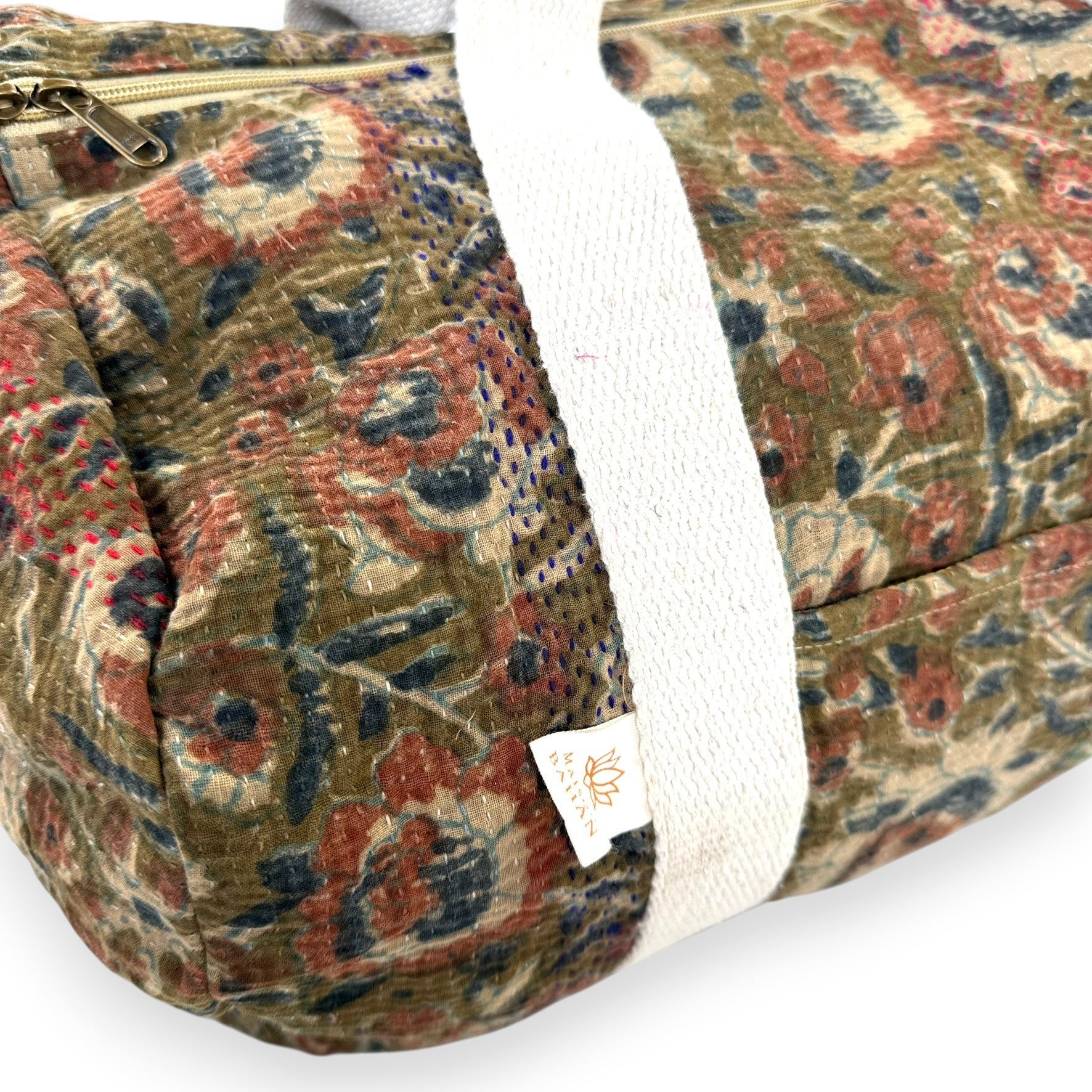 Sac week-end femme Kantha Bagru en coton artisanal vintage sac de voyage bohème Maison Bahan