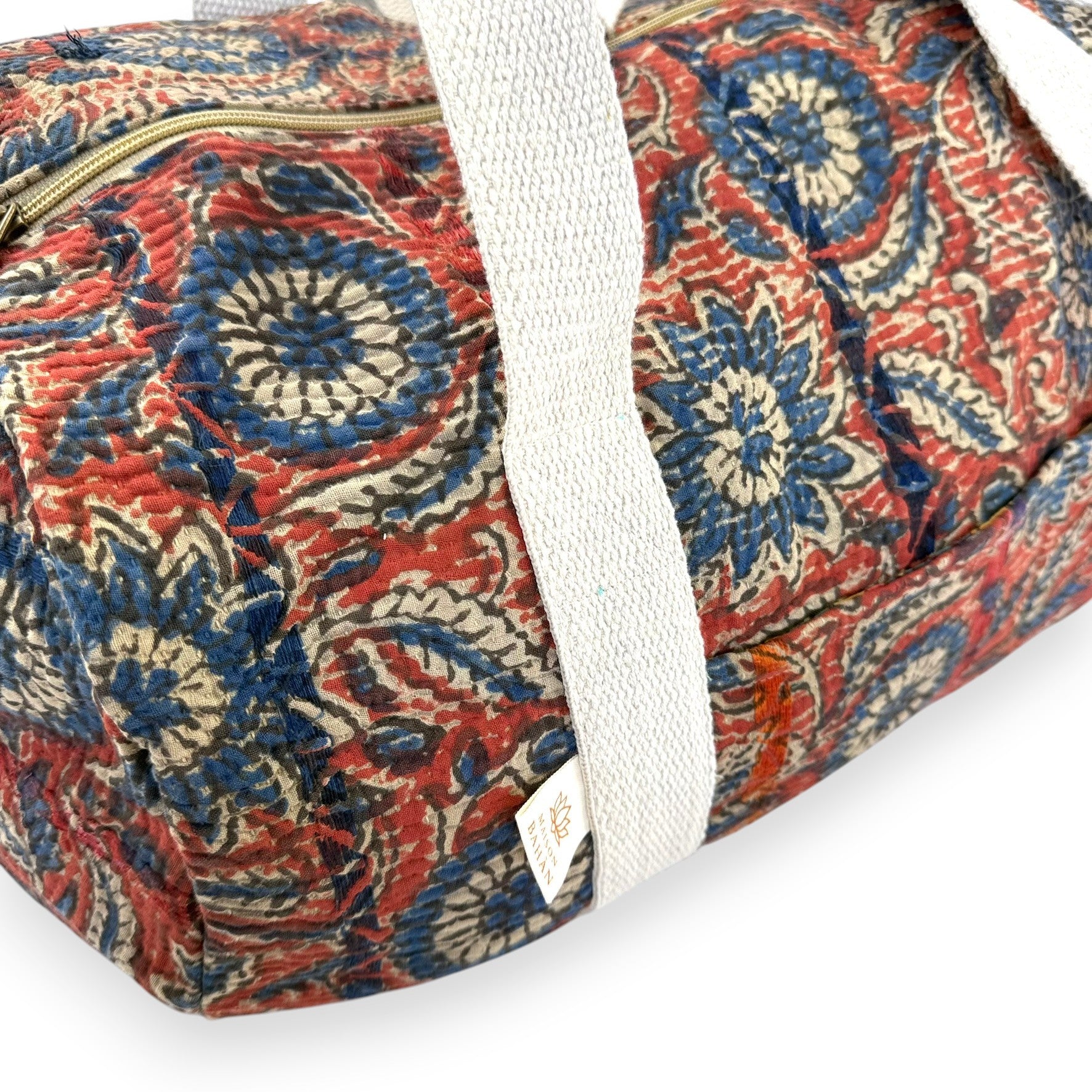 Sac week-end femme Kantha Bagru en coton artisanal vintage sac de voyage bohème Maison Bahan