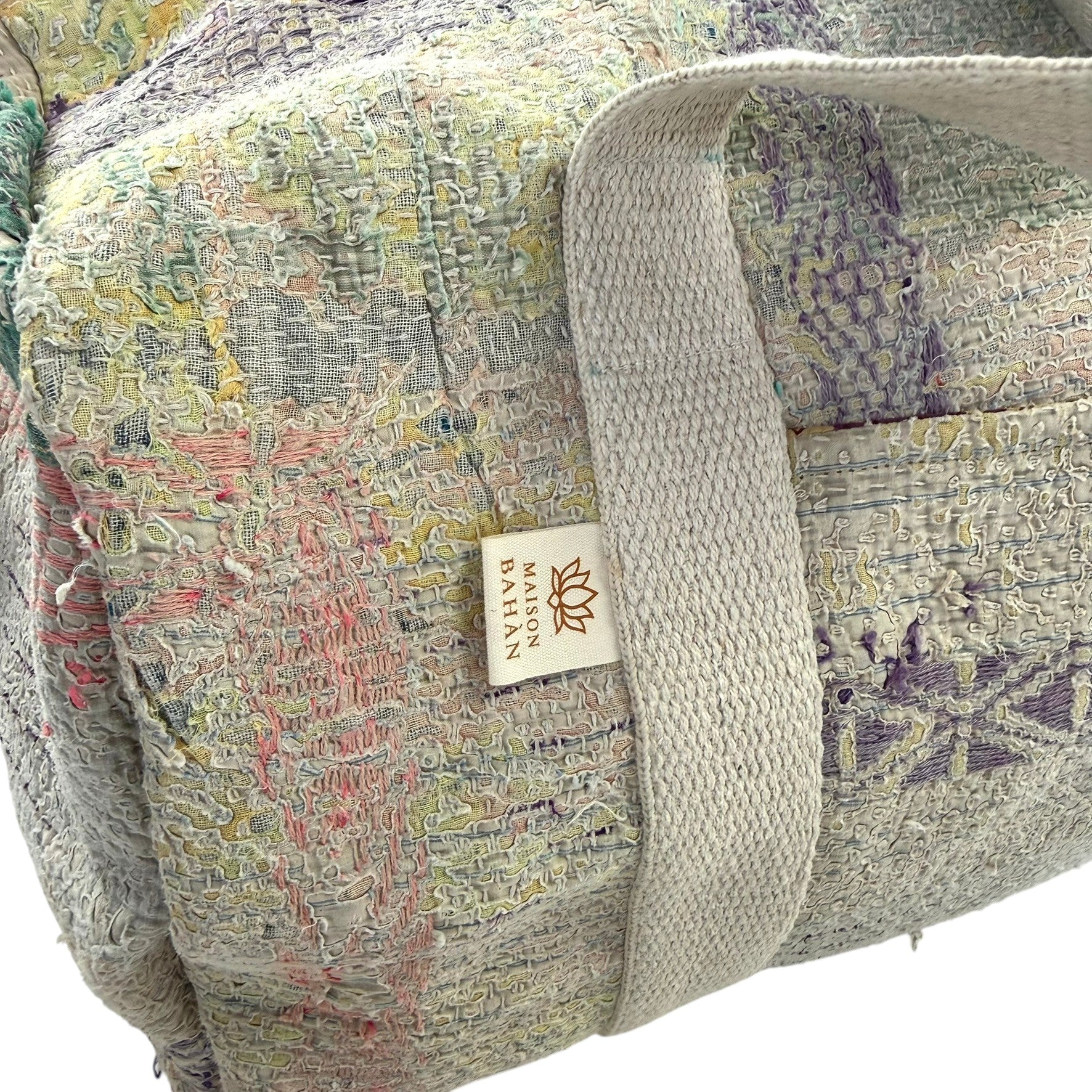 Sac week-end femme Kantha Bagru en coton artisanal vintage sac de voyage bohème Maison Bahan