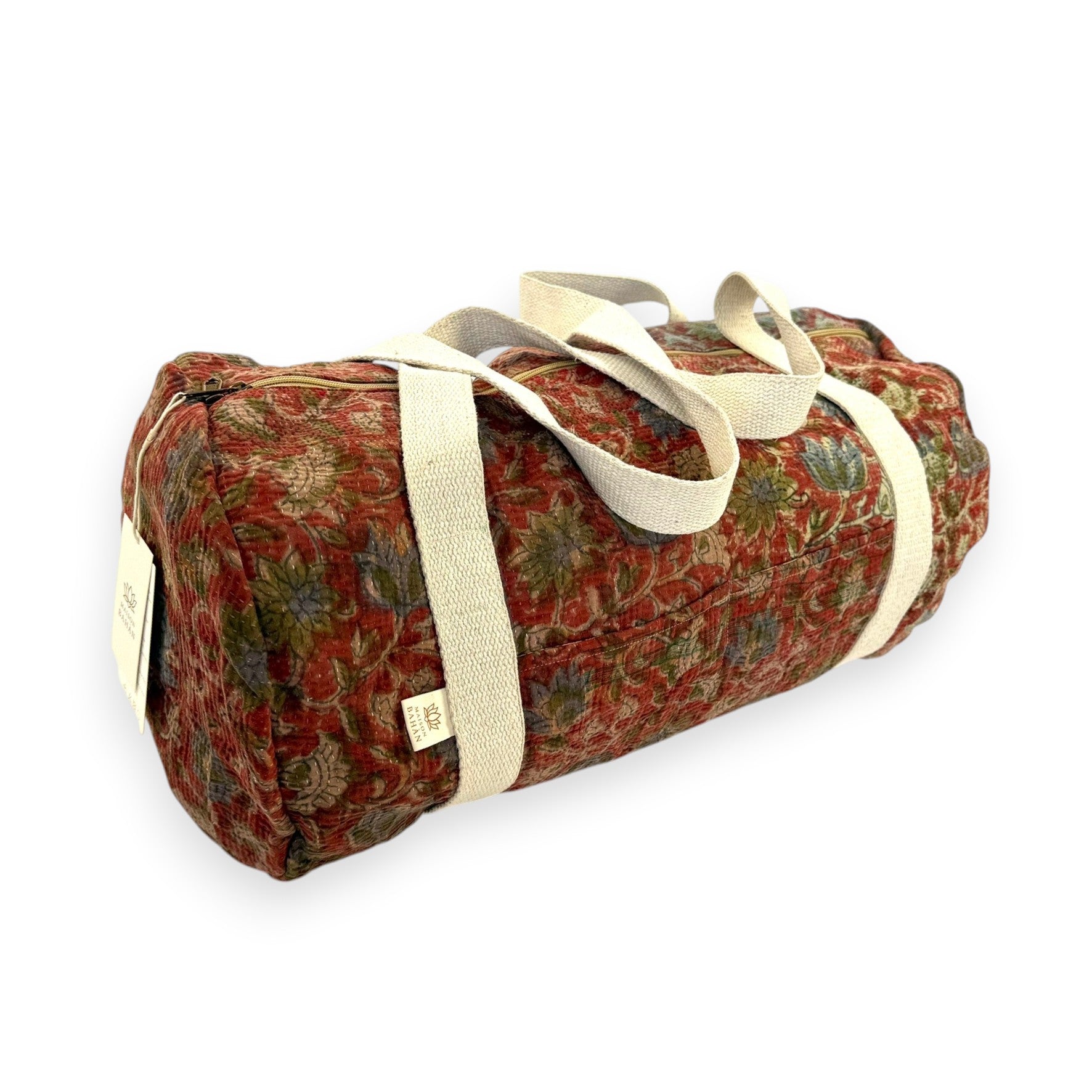 Sac week-end femme Kantha Bagru en coton artisanal vintage sac de voyage bohème Maison Bahan