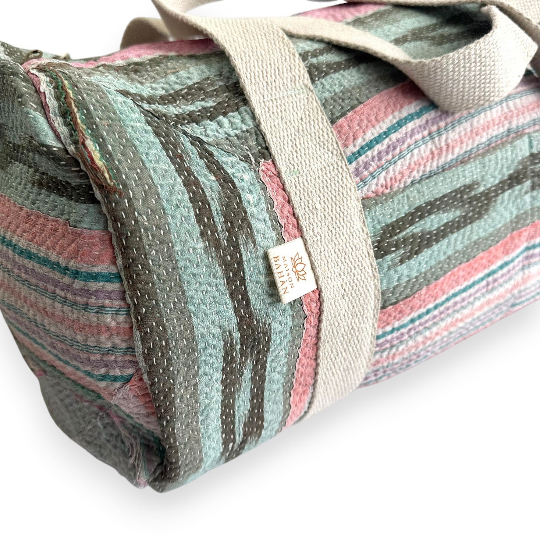 Sac week-end femme Kantha Bagru en coton artisanal vintage sac de voyage bohème Maison Bahan