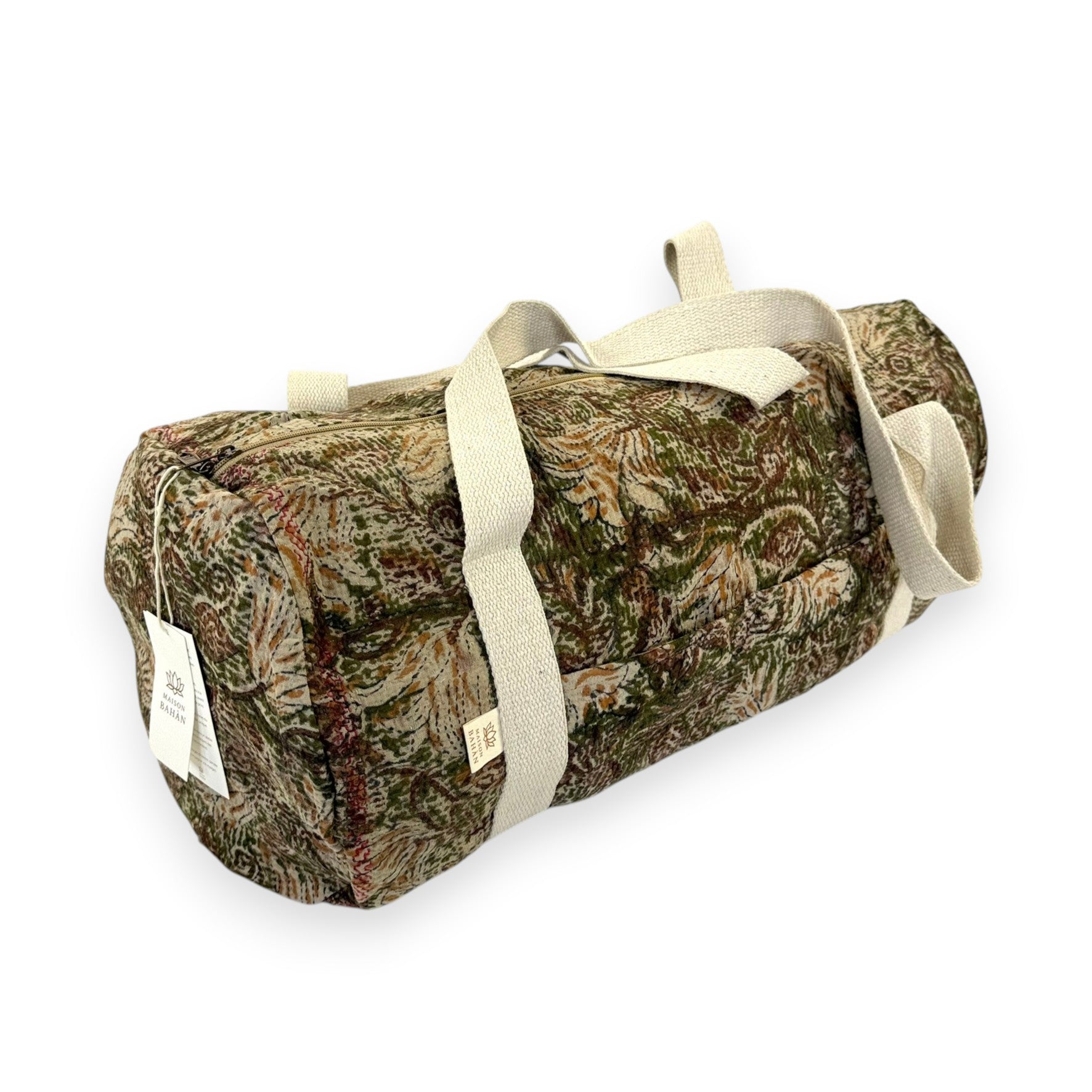 Sac week-end femme Kantha Bagru en coton artisanal vintage sac de voyage bohème Maison Bahan