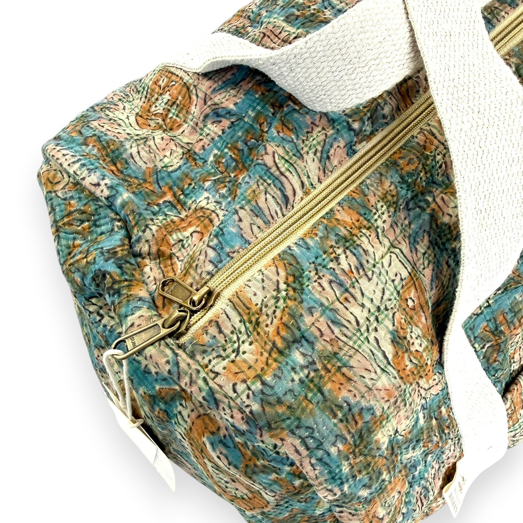 Sac week-end femme Kantha Bagru en coton artisanal vintage sac de voyage bohème Maison Bahan