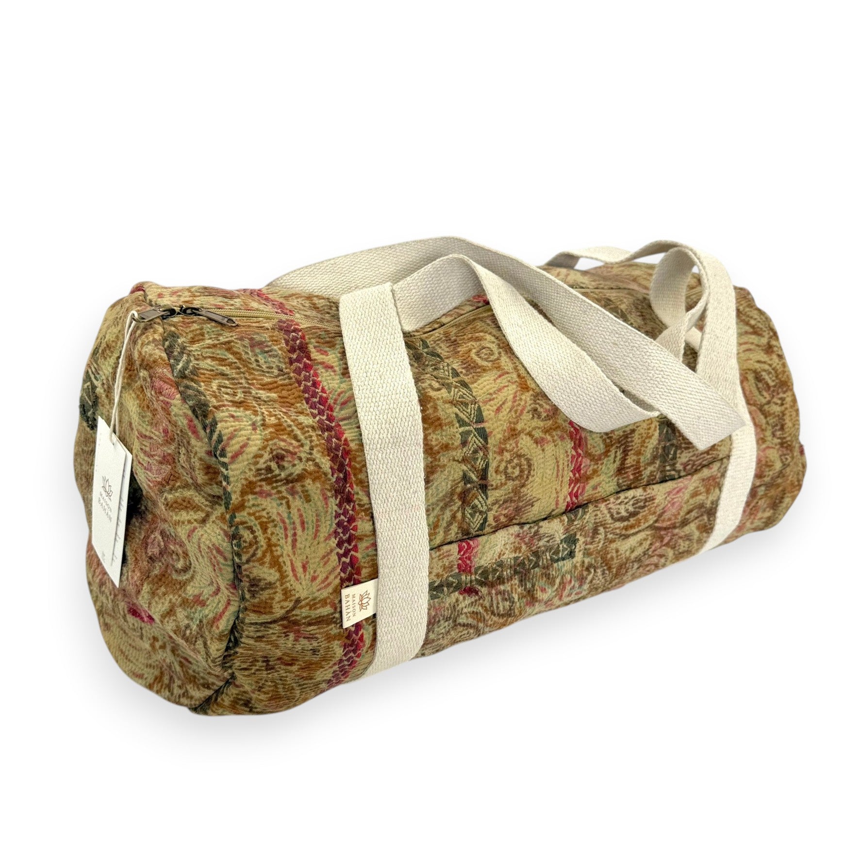 Sac week-end femme Kantha Bagru en coton artisanal vintage sac de voyage bohème Maison Bahan