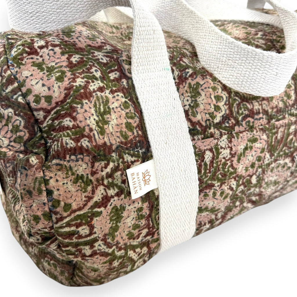 Sac week-end femme Kantha Bagru en coton artisanal vintage sac de voyage bohème Maison Bahan
