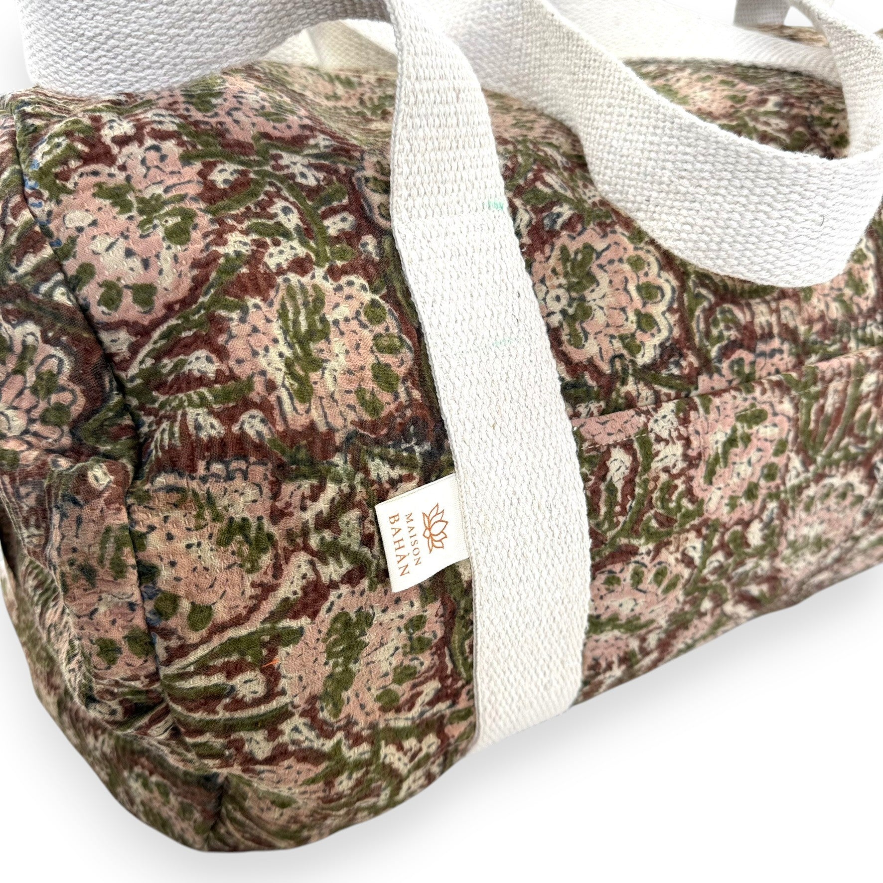 Sac week-end femme Kantha Bagru en coton artisanal vintage sac de voyage bohème Maison Bahan