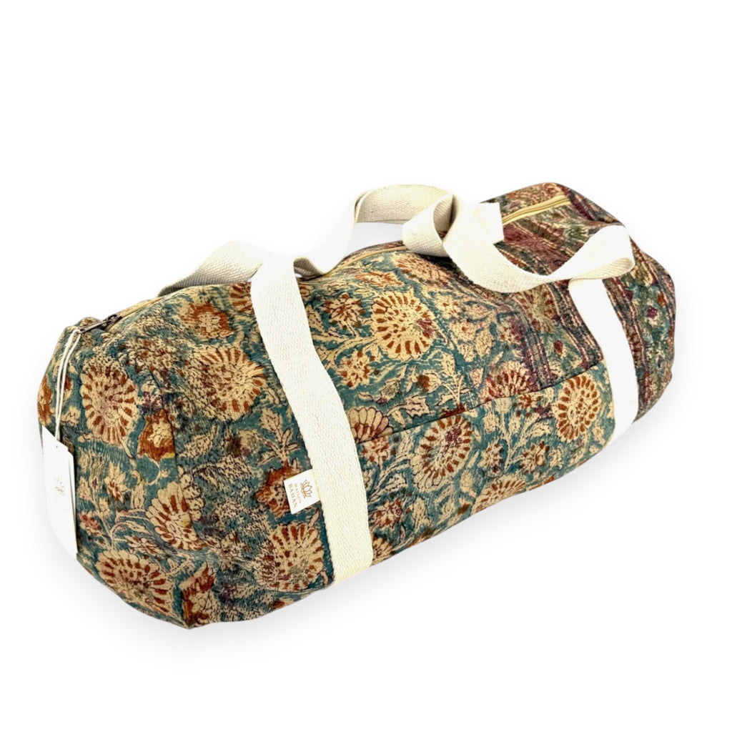 Sac week-end femme Kantha Bagru en coton artisanal vintage sac de voyage bohème Maison Bahan