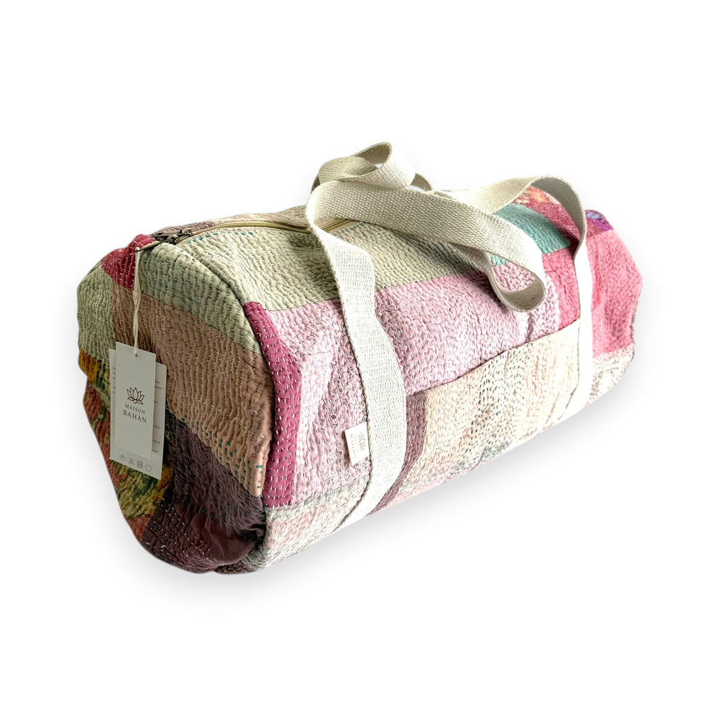 Sac week-end femme Kantha Bagru en coton artisanal vintage sac de voyage bohème Maison Bahan