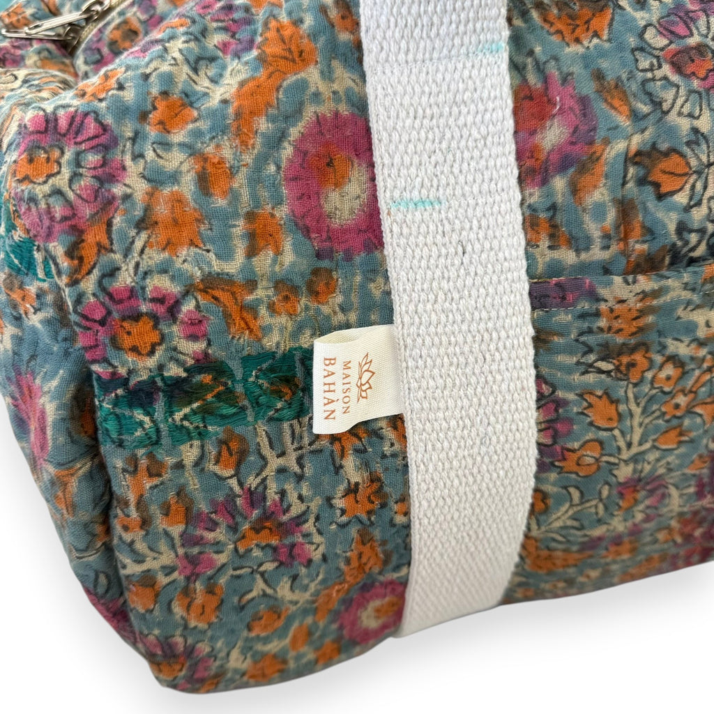 Sac week-end femme Kantha Bagru en coton artisanal vintage sac de voyage bohème Maison Bahan
