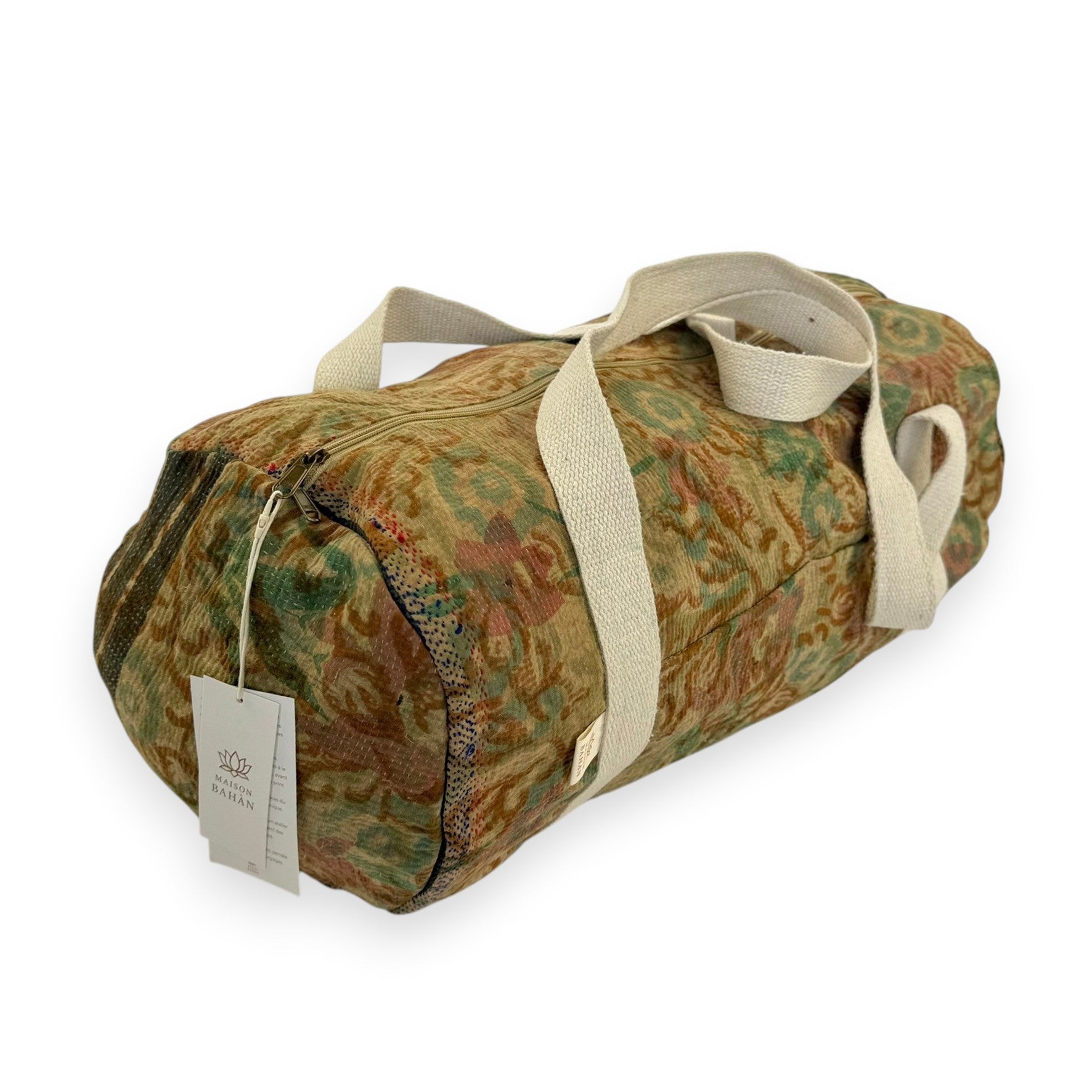 Sac week-end femme Kantha Bagru en coton artisanal vintage sac de voyage bohème Maison Bahan