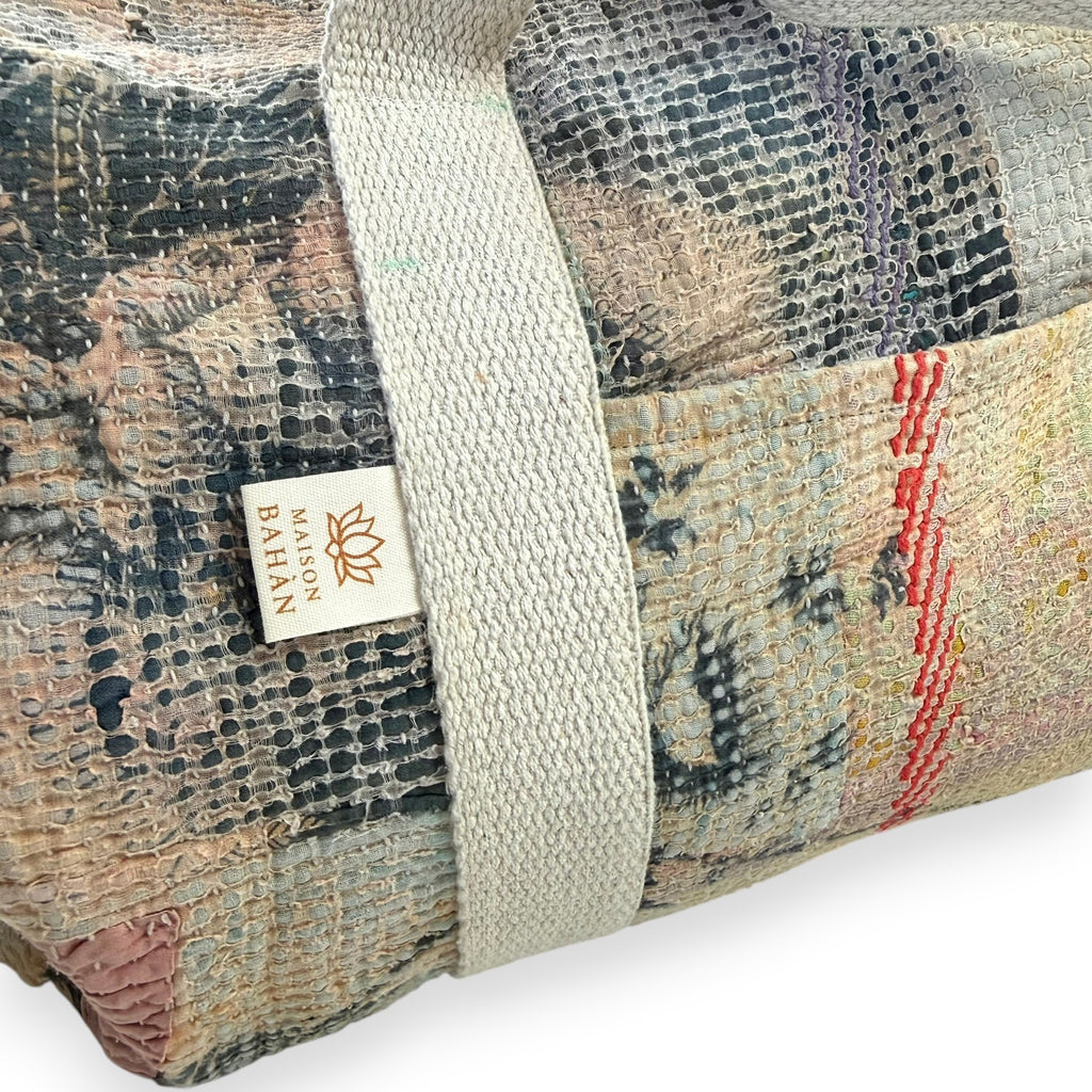 Sac week-end femme Kantha Bagru en coton artisanal vintage sac de voyage bohème Maison Bahan