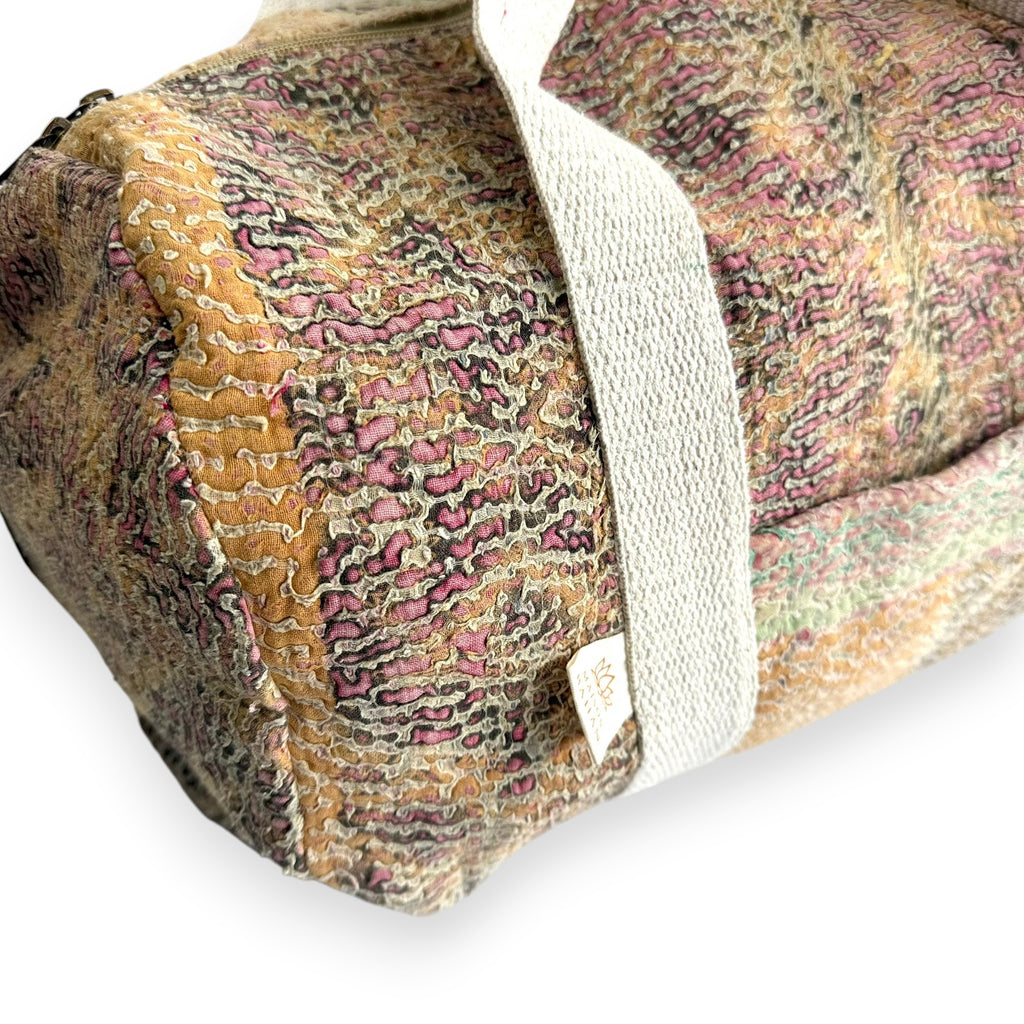 Sac week-end femme Kantha Bagru en coton artisanal vintage sac de voyage bohème Maison Bahan