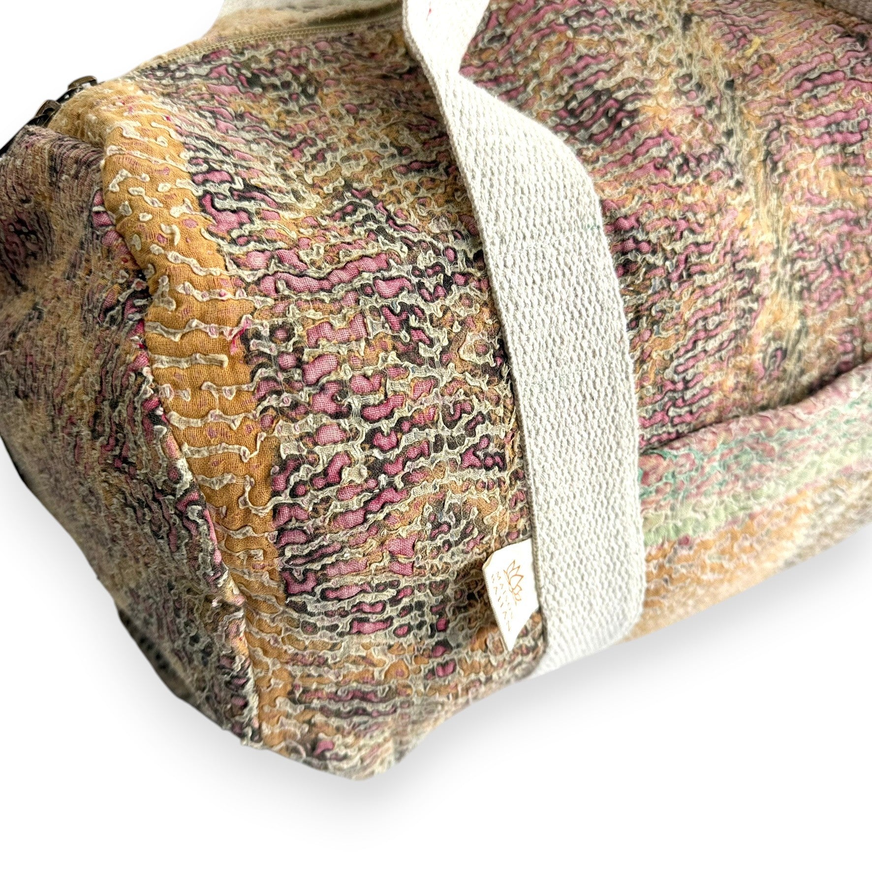 Sac week-end femme Kantha Bagru en coton artisanal vintage sac de voyage bohème Maison Bahan