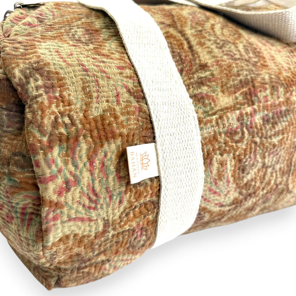 Sac week-end femme Kantha Bagru en coton artisanal vintage sac de voyage bohème Maison Bahan