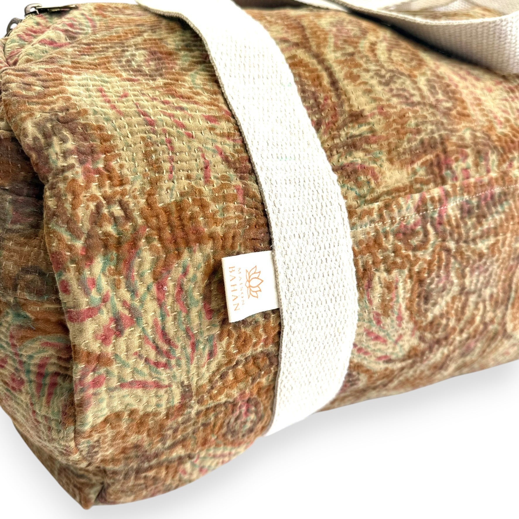 Sac week-end femme Kantha Bagru en coton artisanal vintage sac de voyage bohème Maison Bahan