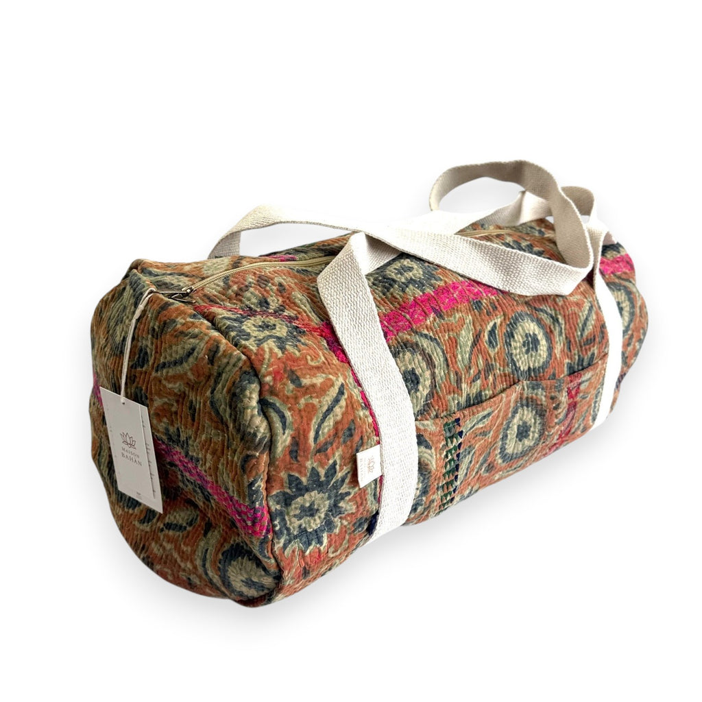 Sac week-end femme Kantha Bagru en coton artisanal vintage sac de voyage bohème Maison Bahan