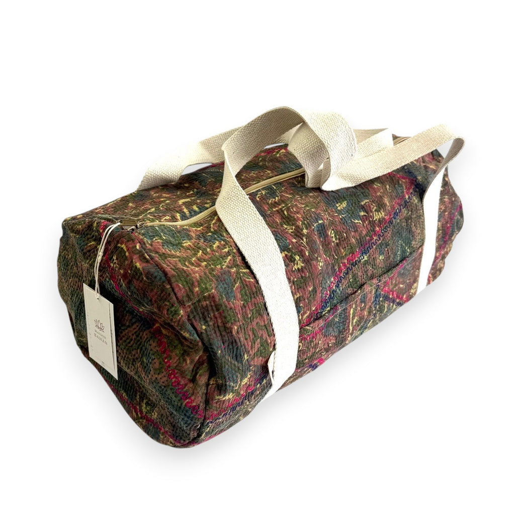 Sac week-end femme Kantha Bagru en coton artisanal vintage sac de voyage bohème Maison Bahan