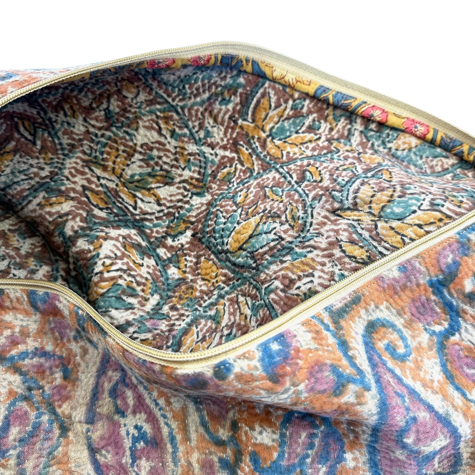 Sac week-end femme Kantha Bagru en coton artisanal vintage sac de voyage bohème Maison Bahan