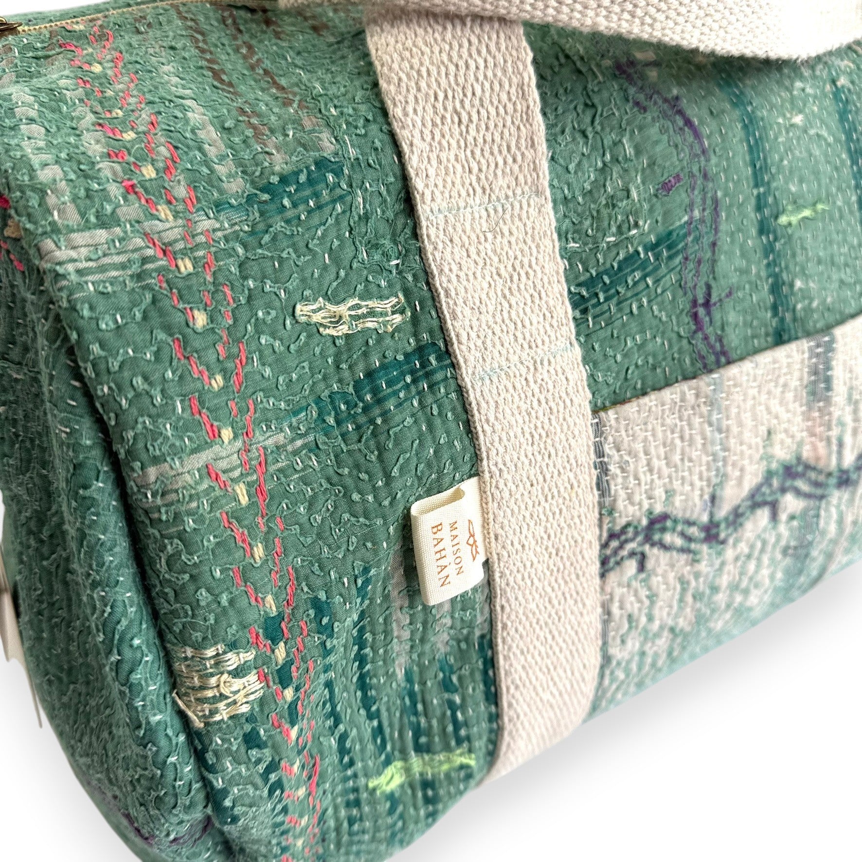 Sac week-end femme Kantha Bagru en coton artisanal vintage sac de voyage bohème Maison Bahan