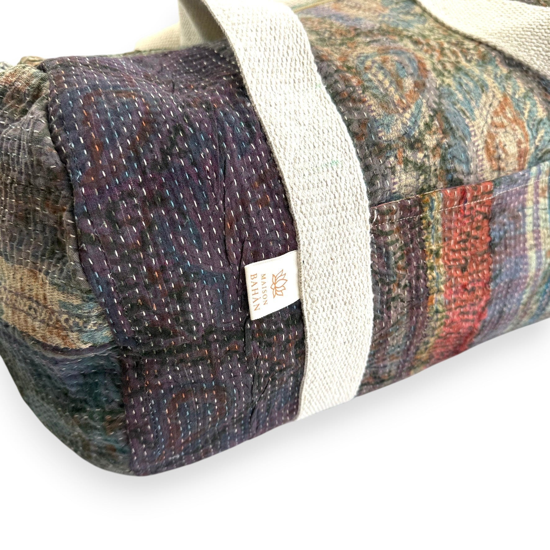 Sac week-end femme Kantha Bagru en coton artisanal vintage sac de voyage bohème Maison Bahan