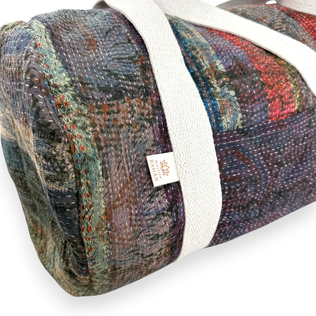 Sac week-end femme Kantha Bagru en coton artisanal vintage sac de voyage bohème Maison Bahan
