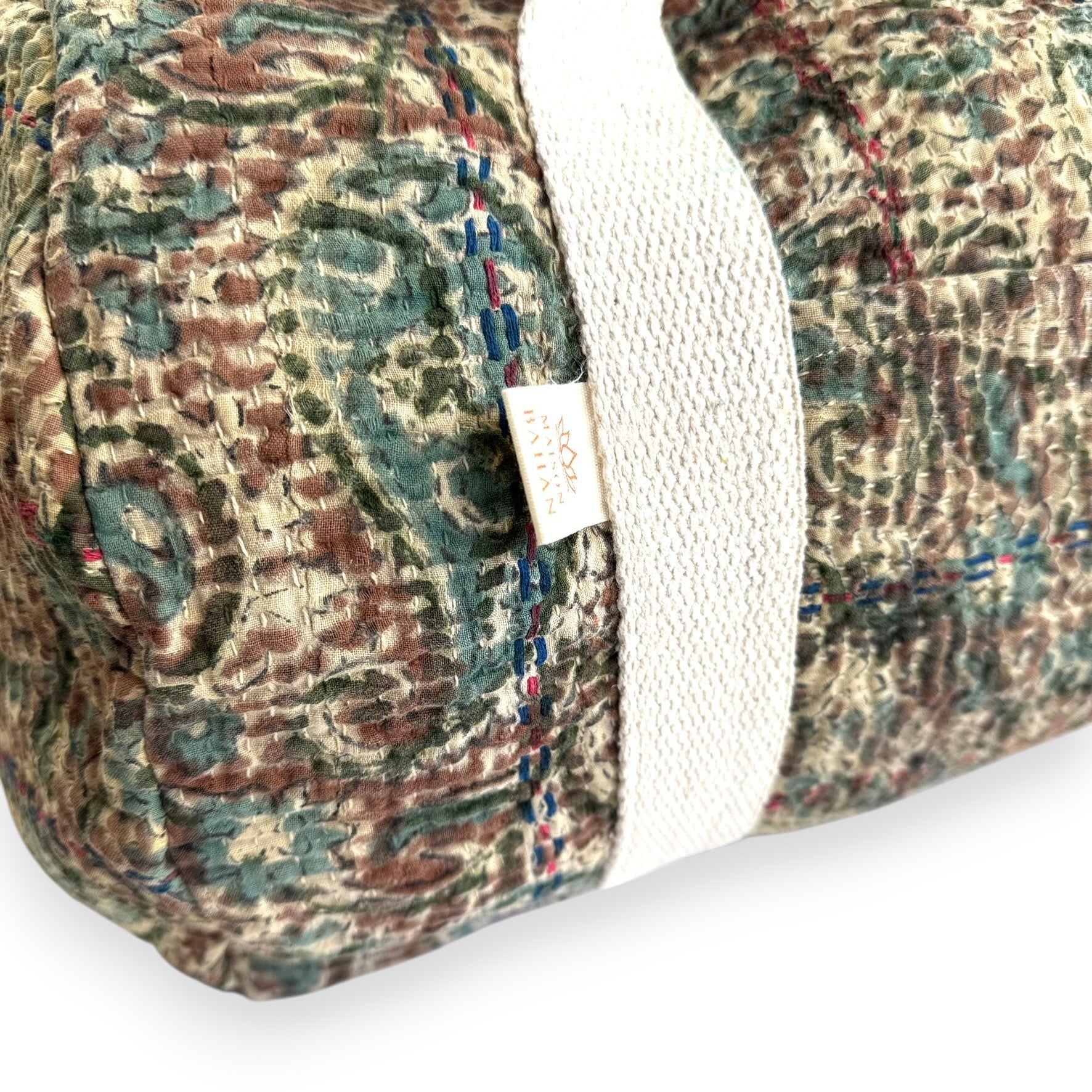 Sac week-end femme Kantha Bagru en coton artisanal vintage sac de voyage bohème Maison Bahan