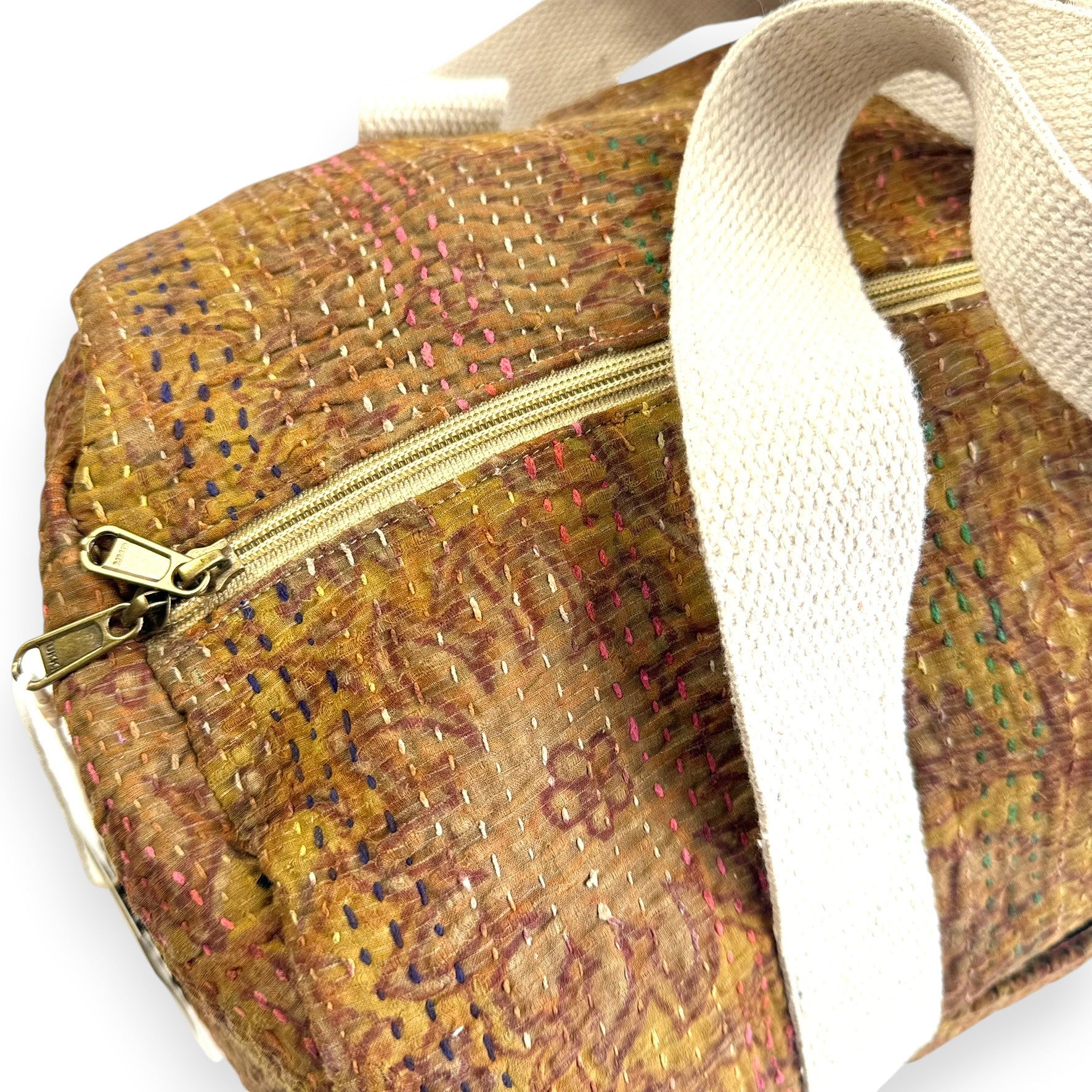 Sac week-end femme Kantha Bagru en coton artisanal vintage sac de voyage bohème Maison Bahan