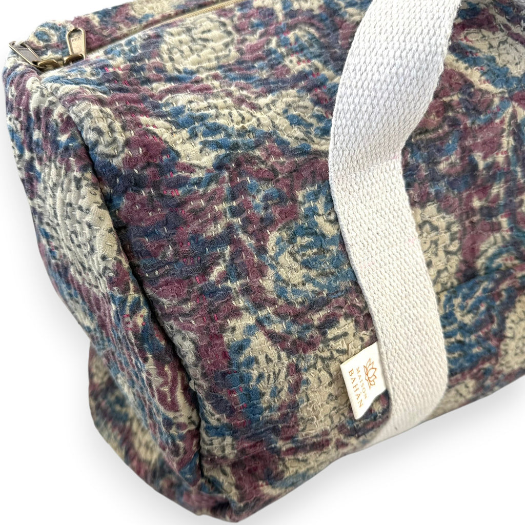 Sac week-end femme Kantha Bagru en coton artisanal vintage sac de voyage bohème Maison Bahan