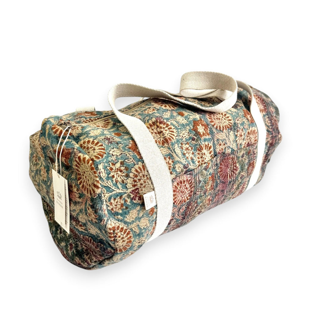 Sac week-end femme Kantha Bagru en coton artisanal vintage sac de voyage bohème Maison Bahan