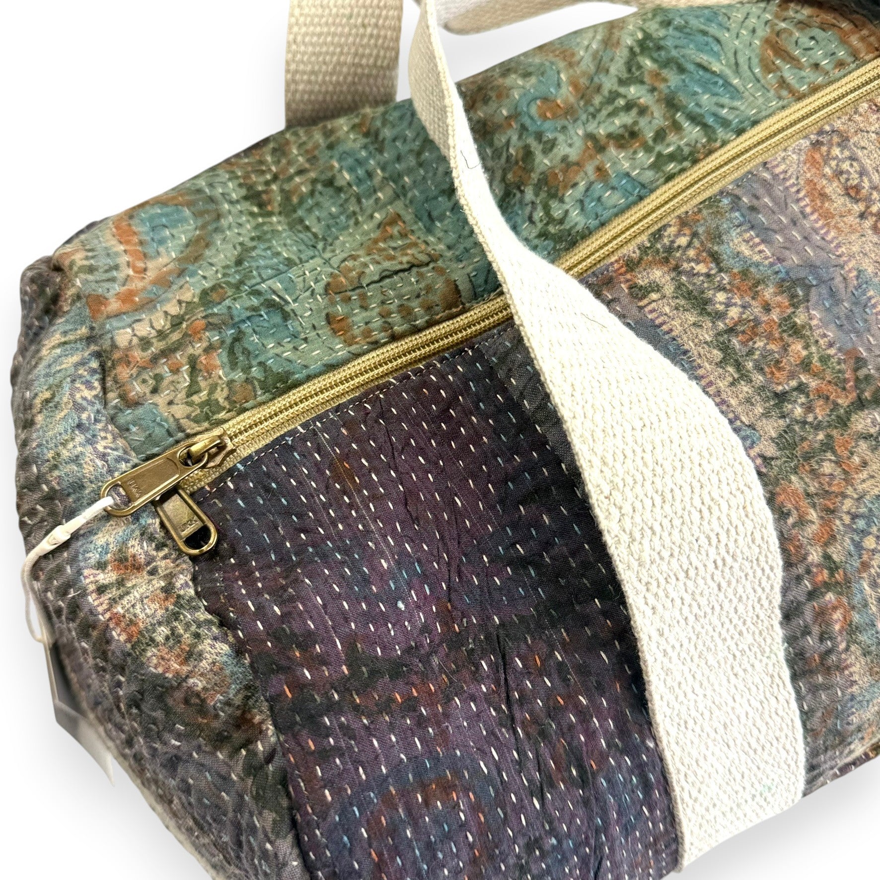 Sac week-end femme Kantha Bagru en coton artisanal vintage sac de voyage bohème Maison Bahan