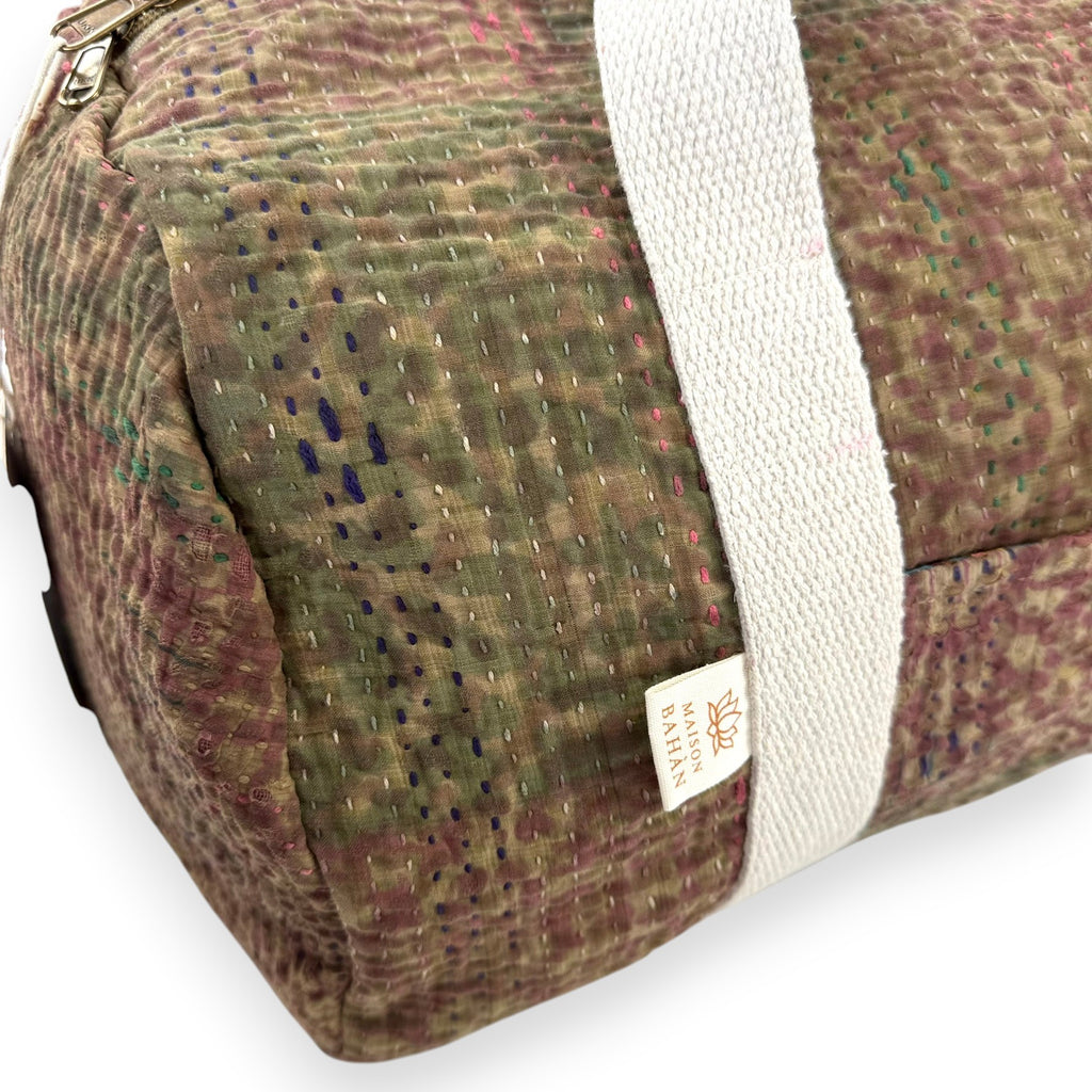 Sac week-end femme Kantha Bagru en coton artisanal vintage sac de voyage bohème Maison Bahan