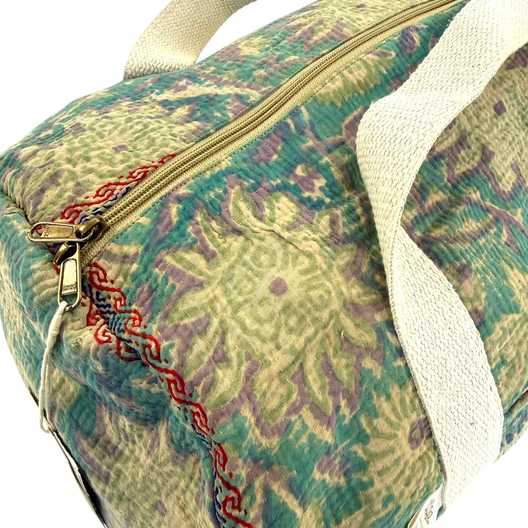 Sac week-end femme Kantha Bagru en coton artisanal vintage sac de voyage bohème Maison Bahan
