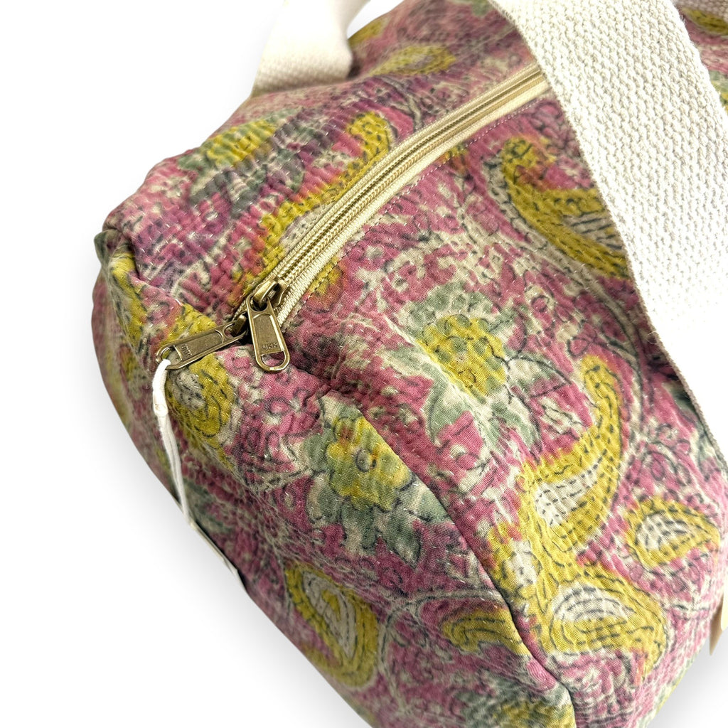 Sac week-end femme Kantha Bagru en coton artisanal vintage sac de voyage bohème Maison Bahan