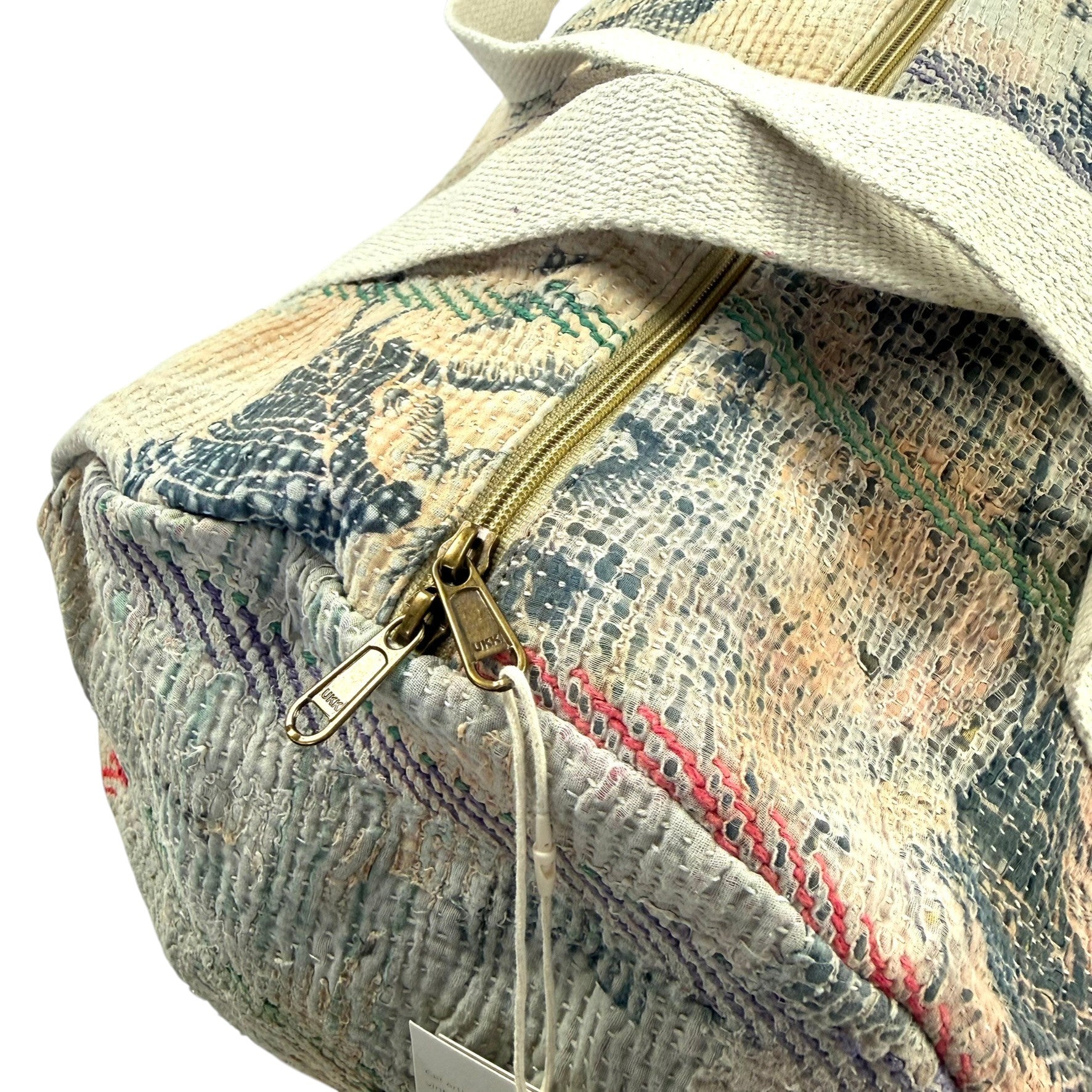 Sac week-end femme Kantha Bagru en coton artisanal vintage sac de voyage bohème Maison Bahan