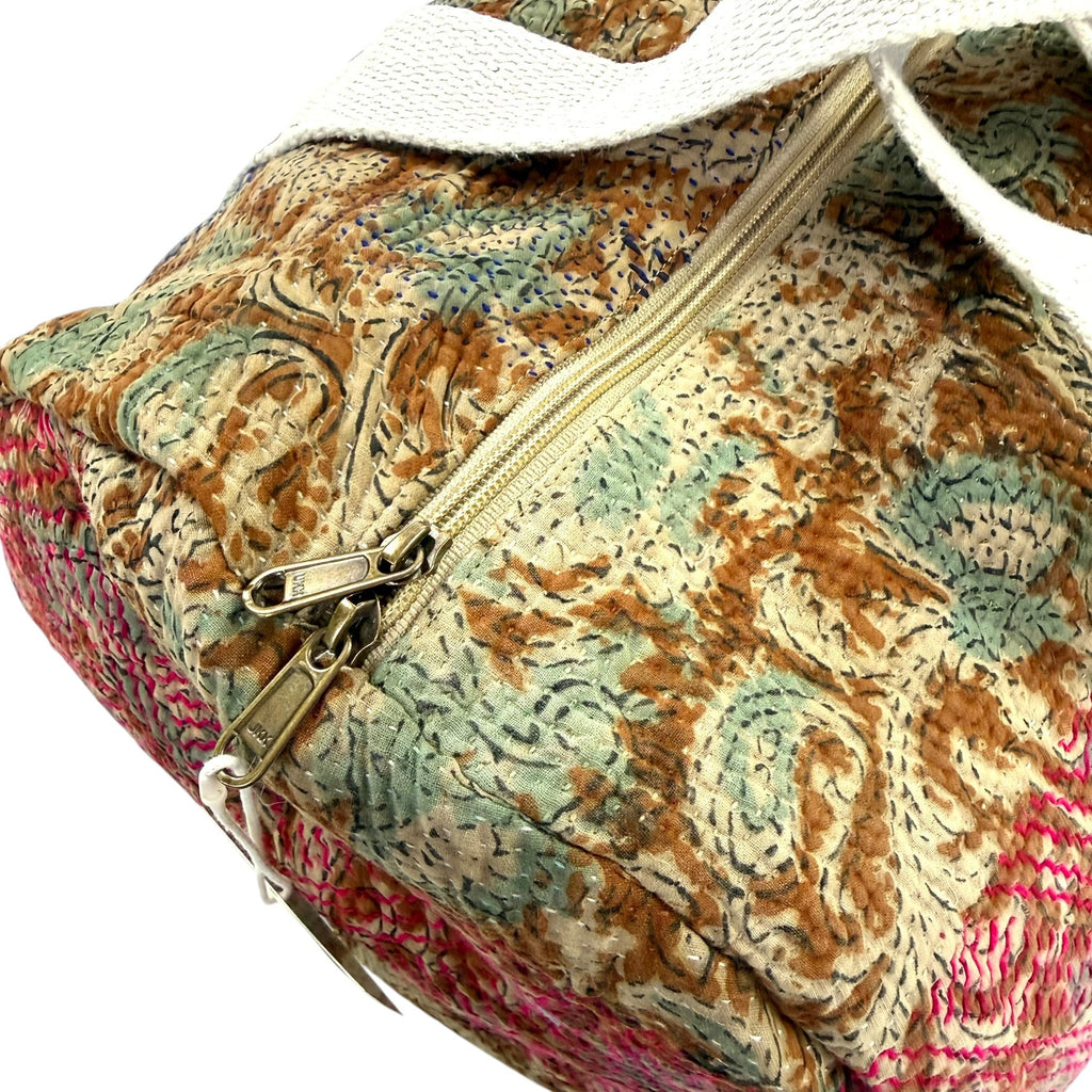 Sac week-end femme Kantha Bagru en coton artisanal vintage sac de voyage bohème Maison Bahan