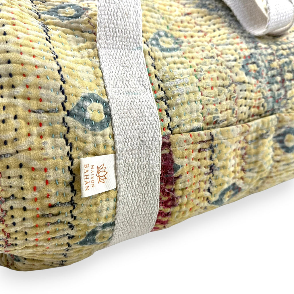 Sac week-end femme Kantha Bagru en coton artisanal vintage sac de voyage bohème Maison Bahan