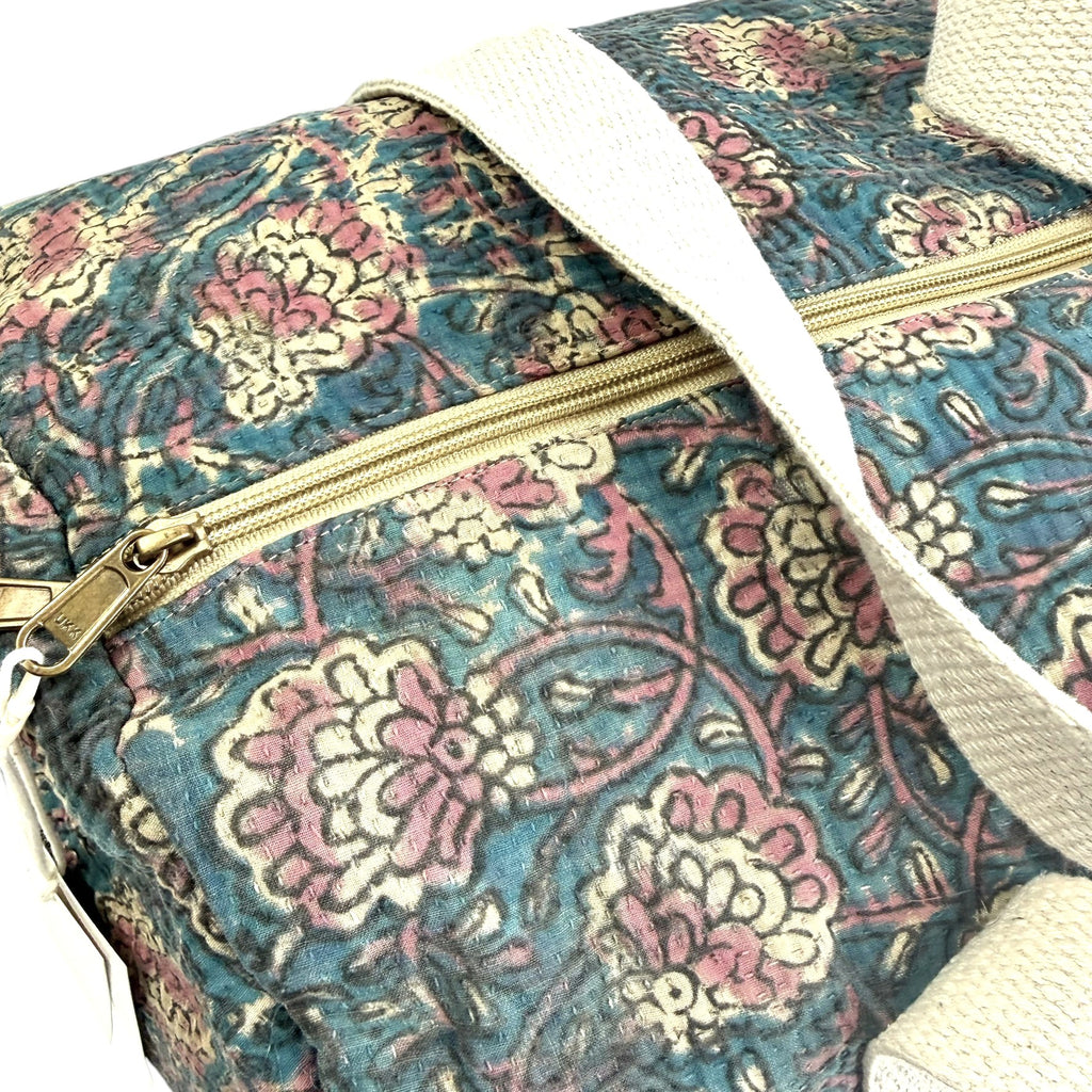 Sac week-end femme Kantha Bagru en coton artisanal vintage sac de voyage bohème Maison Bahan