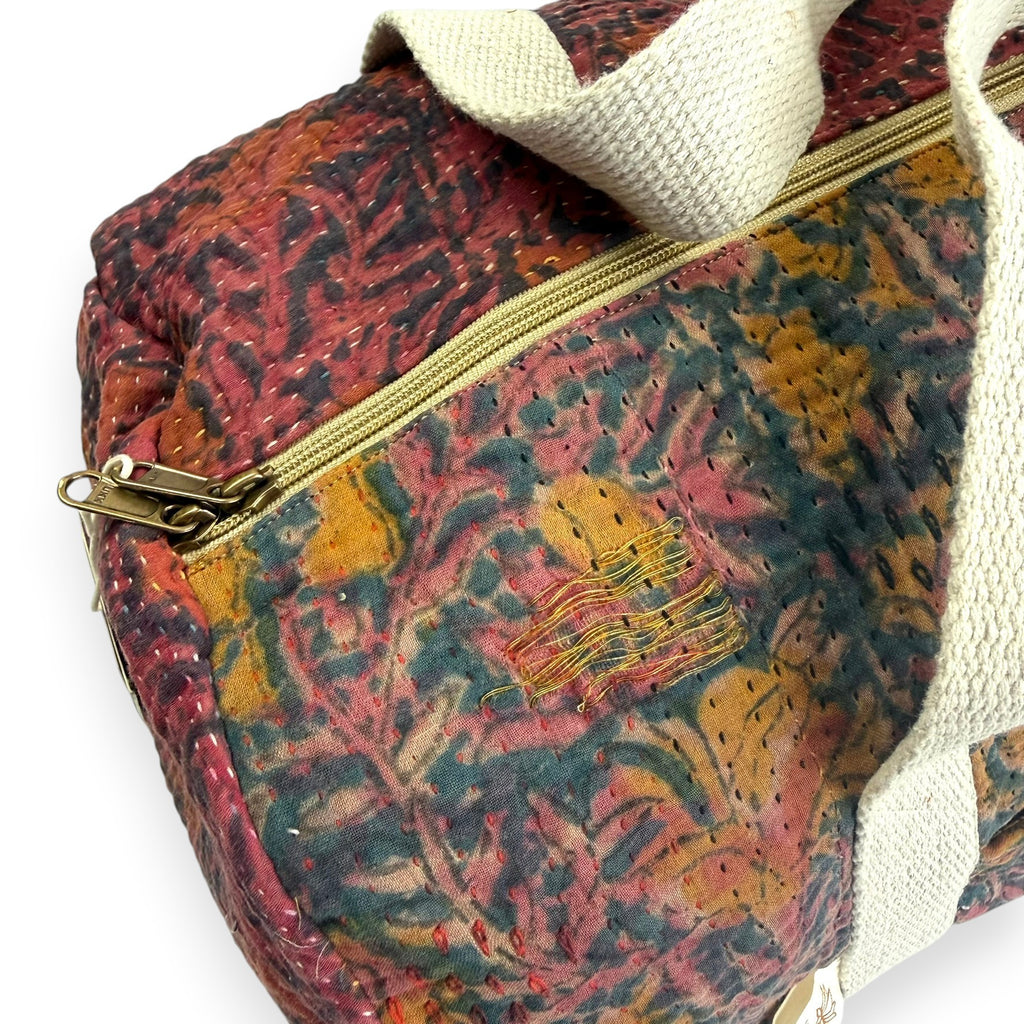 Sac week-end femme Kantha Bagru en coton artisanal vintage sac de voyage bohème Maison Bahan