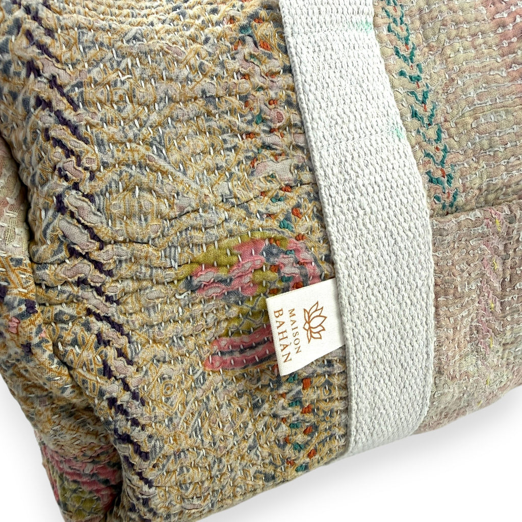Sac week-end femme Kantha Bagru en coton artisanal vintage sac de voyage bohème Maison Bahan