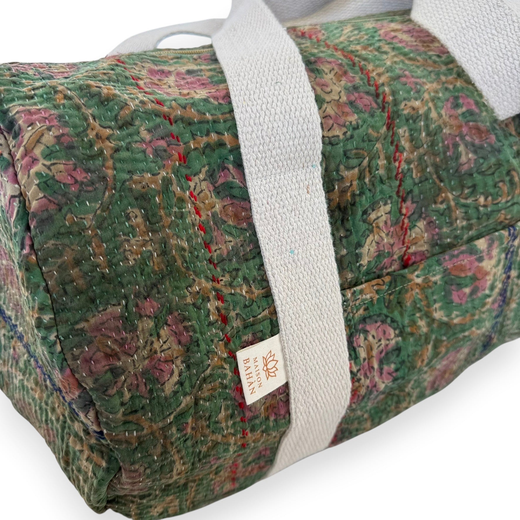 Sac week-end femme Kantha Bagru en coton artisanal vintage sac de voyage bohème Maison Bahan