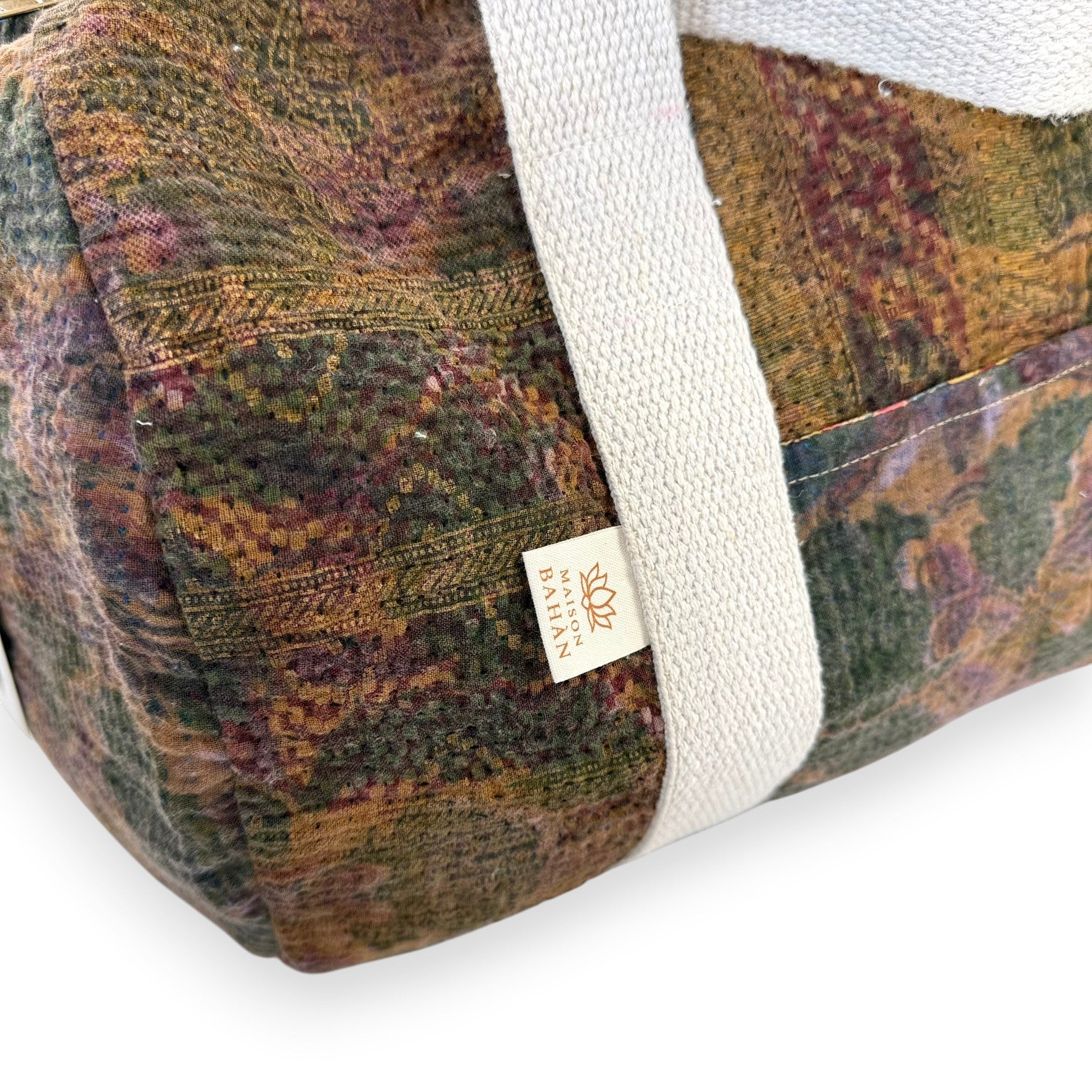 Sac week-end femme Kantha Bagru en coton artisanal vintage sac de voyage bohème Maison Bahan